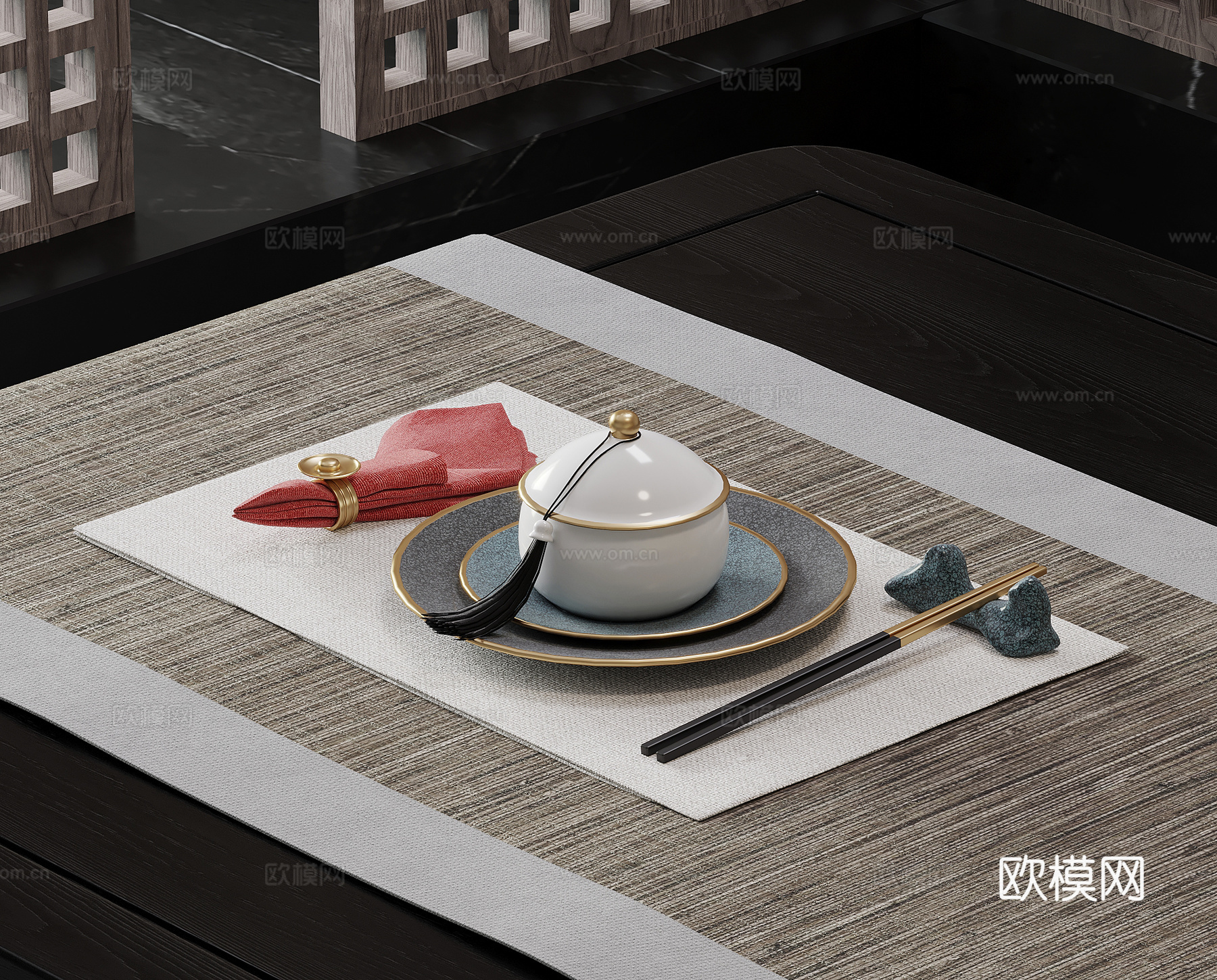 新中式餐具 筷子su模型