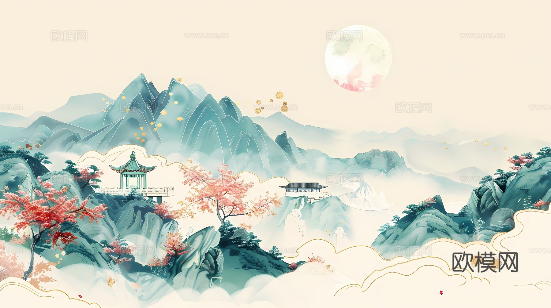 新中式国风壁纸壁画