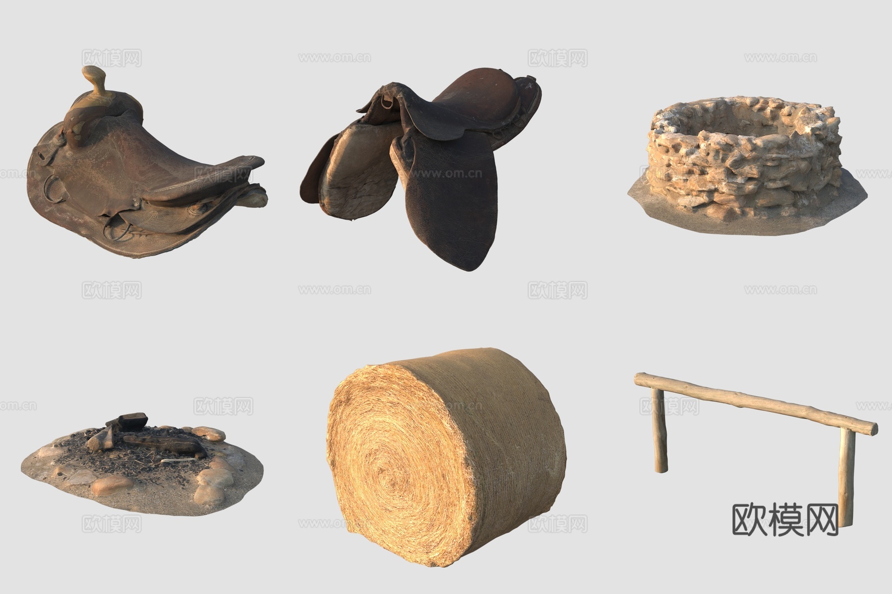 古代马鞍水井石堆草垛3d模型