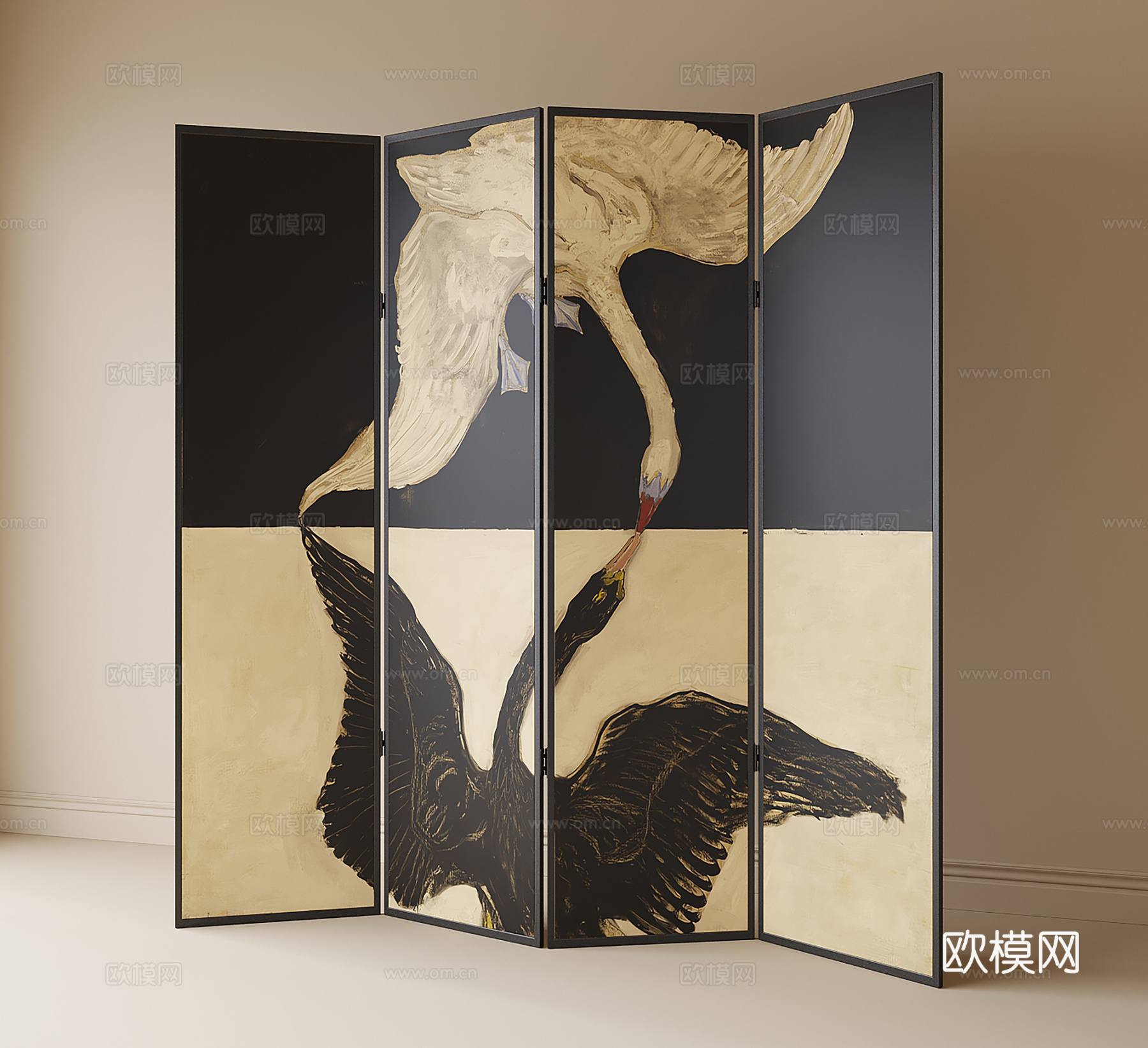 法式可折叠屏风su模型