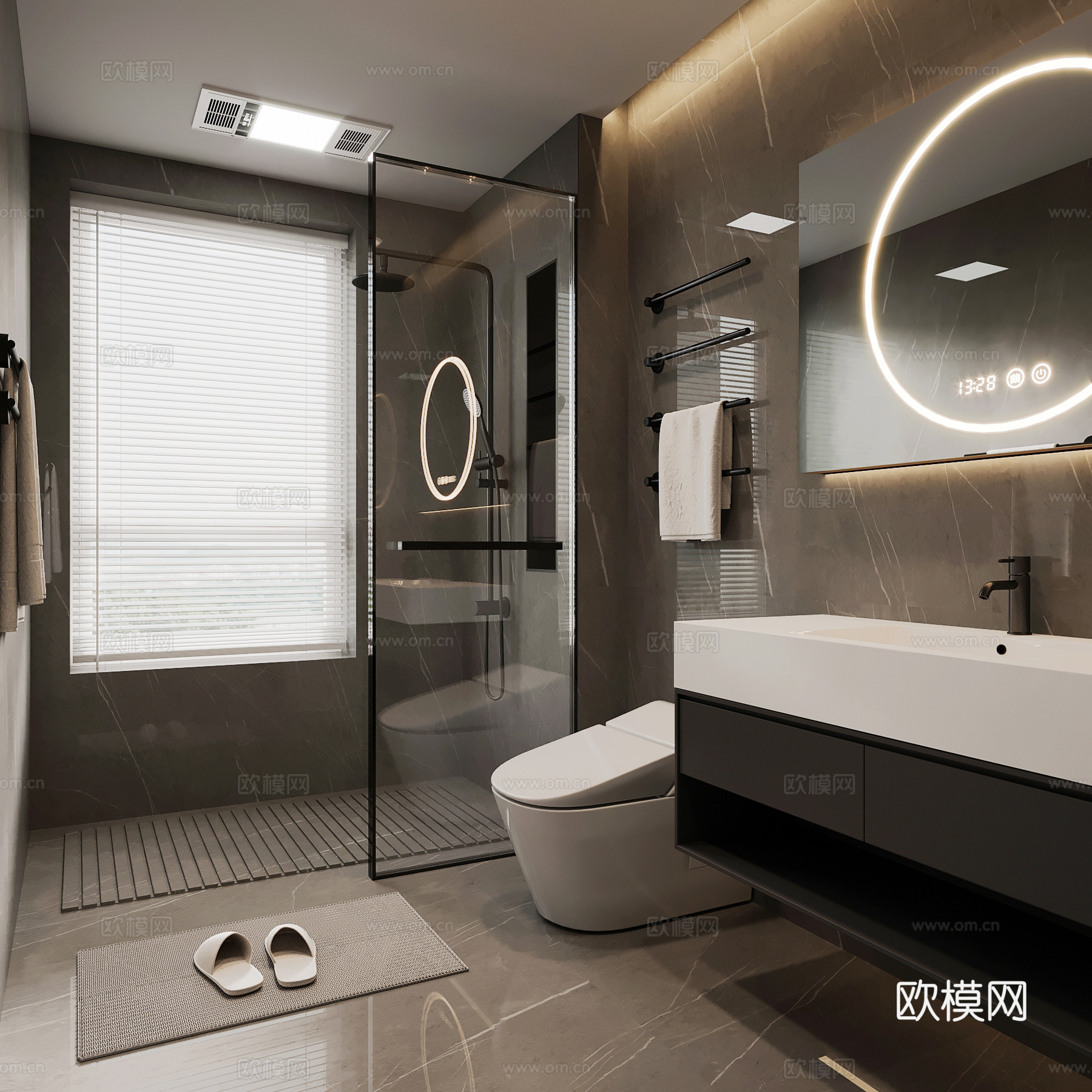 现代意式轻奢卫生间3d模型