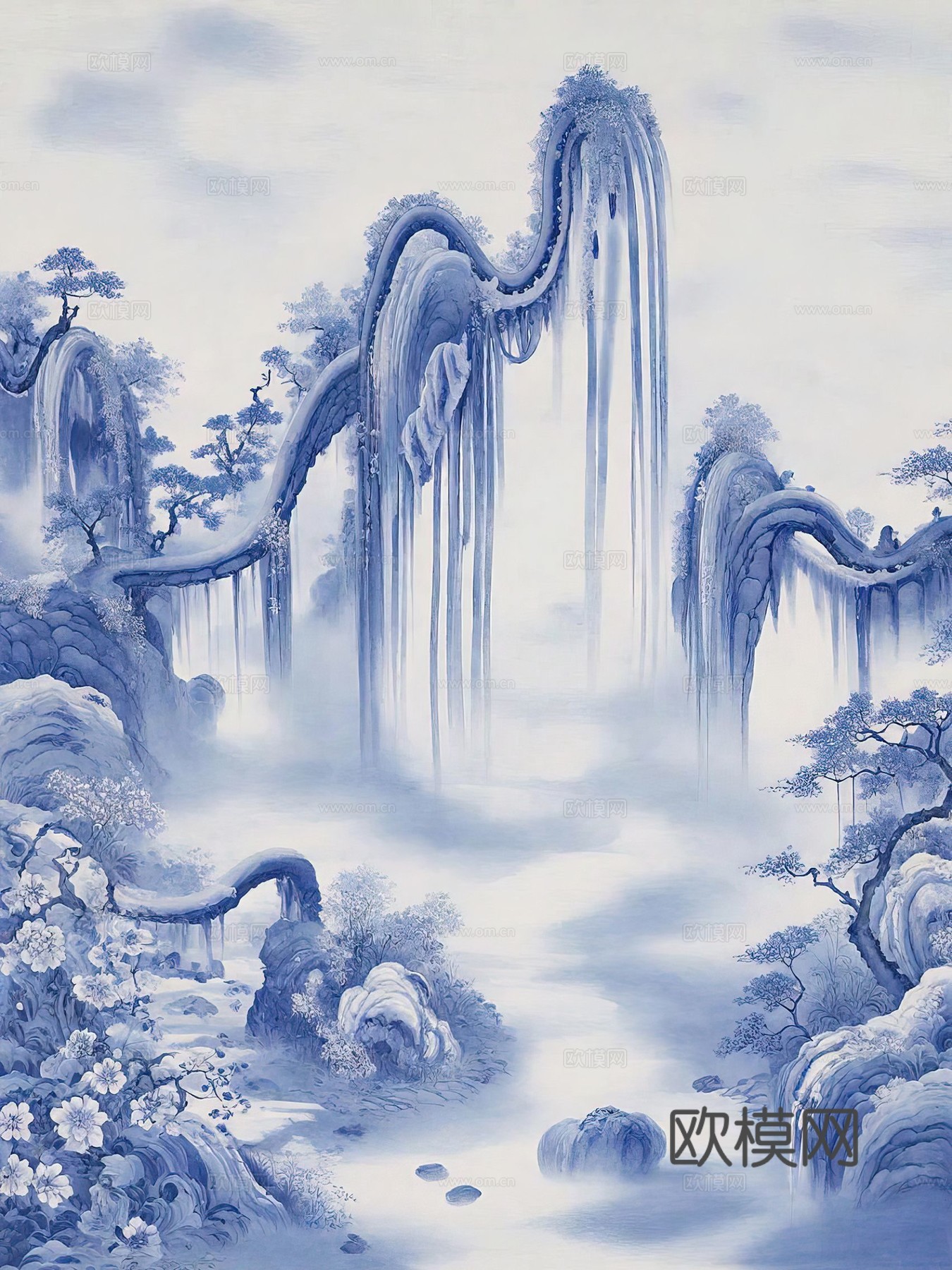 新中式国风壁纸壁画下载（渲染图7）