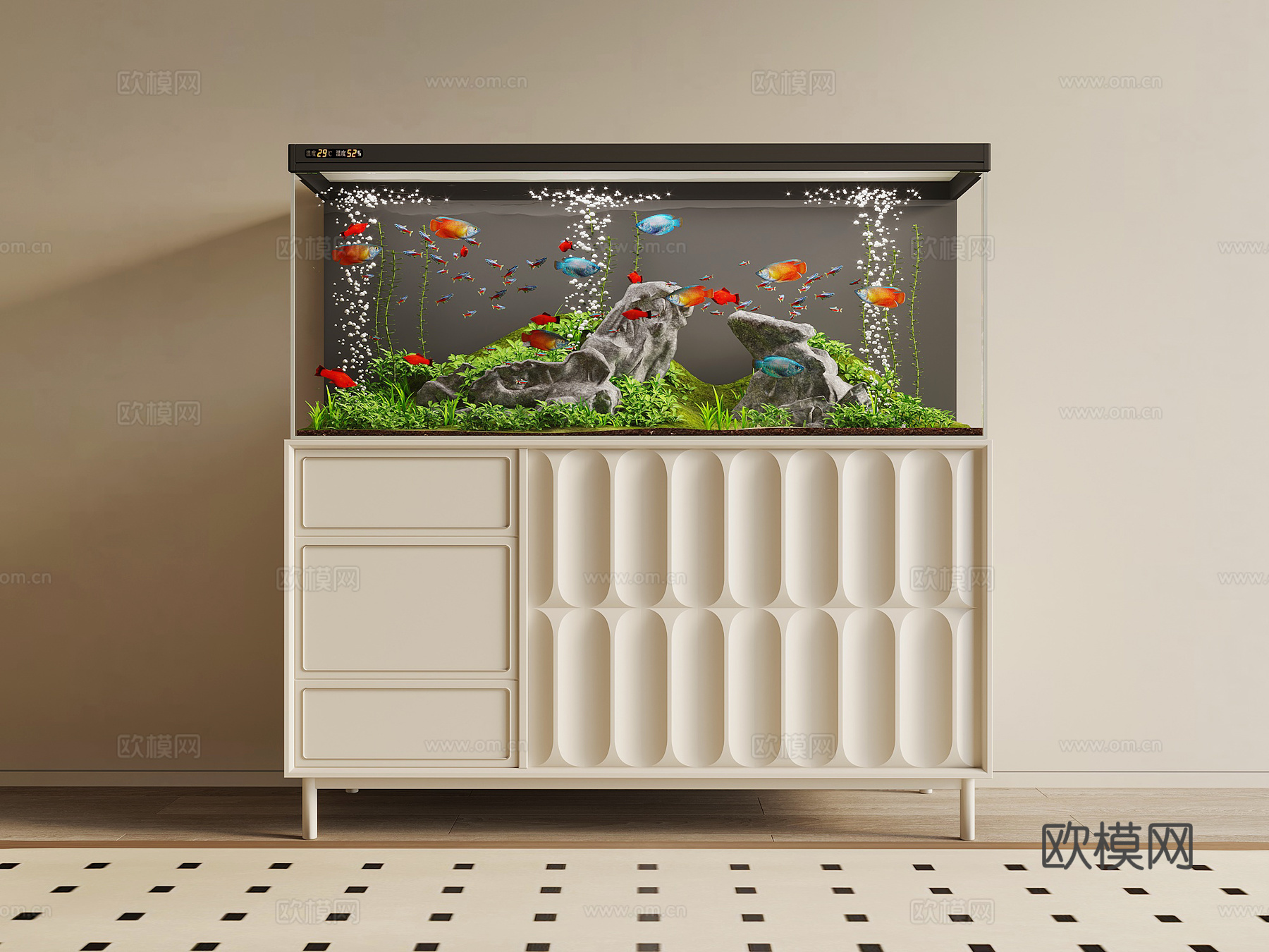 鱼缸 现代鱼缸 水族3d模型