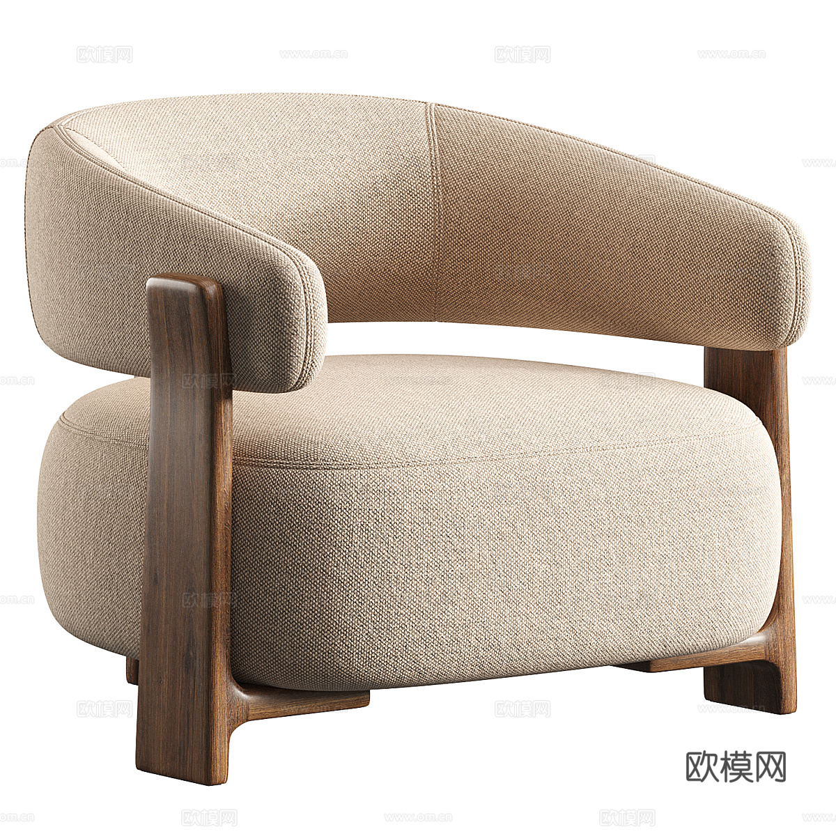 新中式布艺休闲椅3d模型