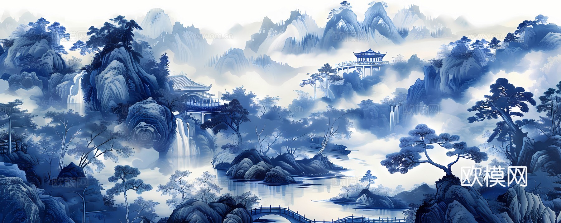 新中式国风壁纸壁画下载（渲染图7）