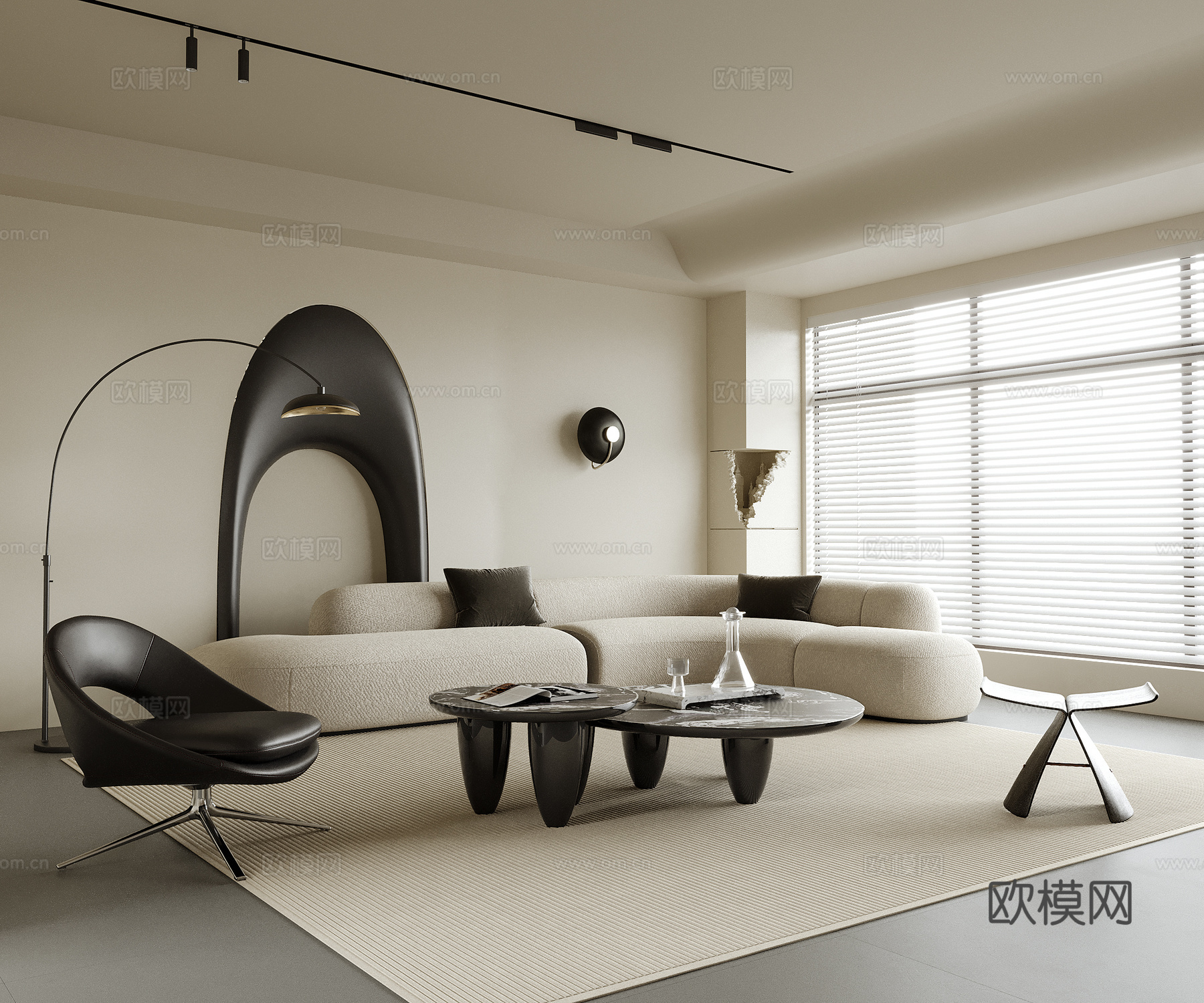 现代客厅 沙发茶几 休闲椅3d模型