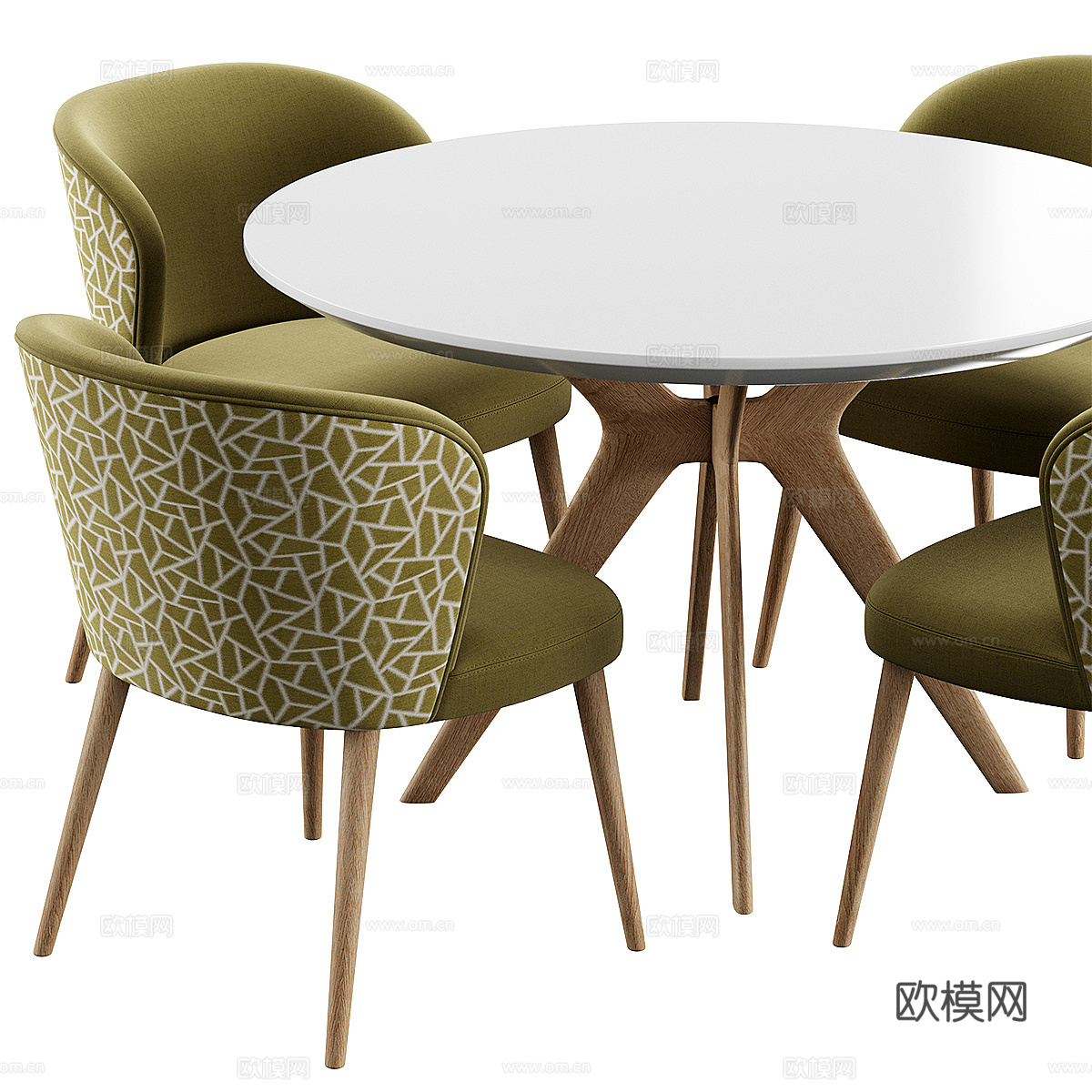 新中式圆餐桌椅3d模型