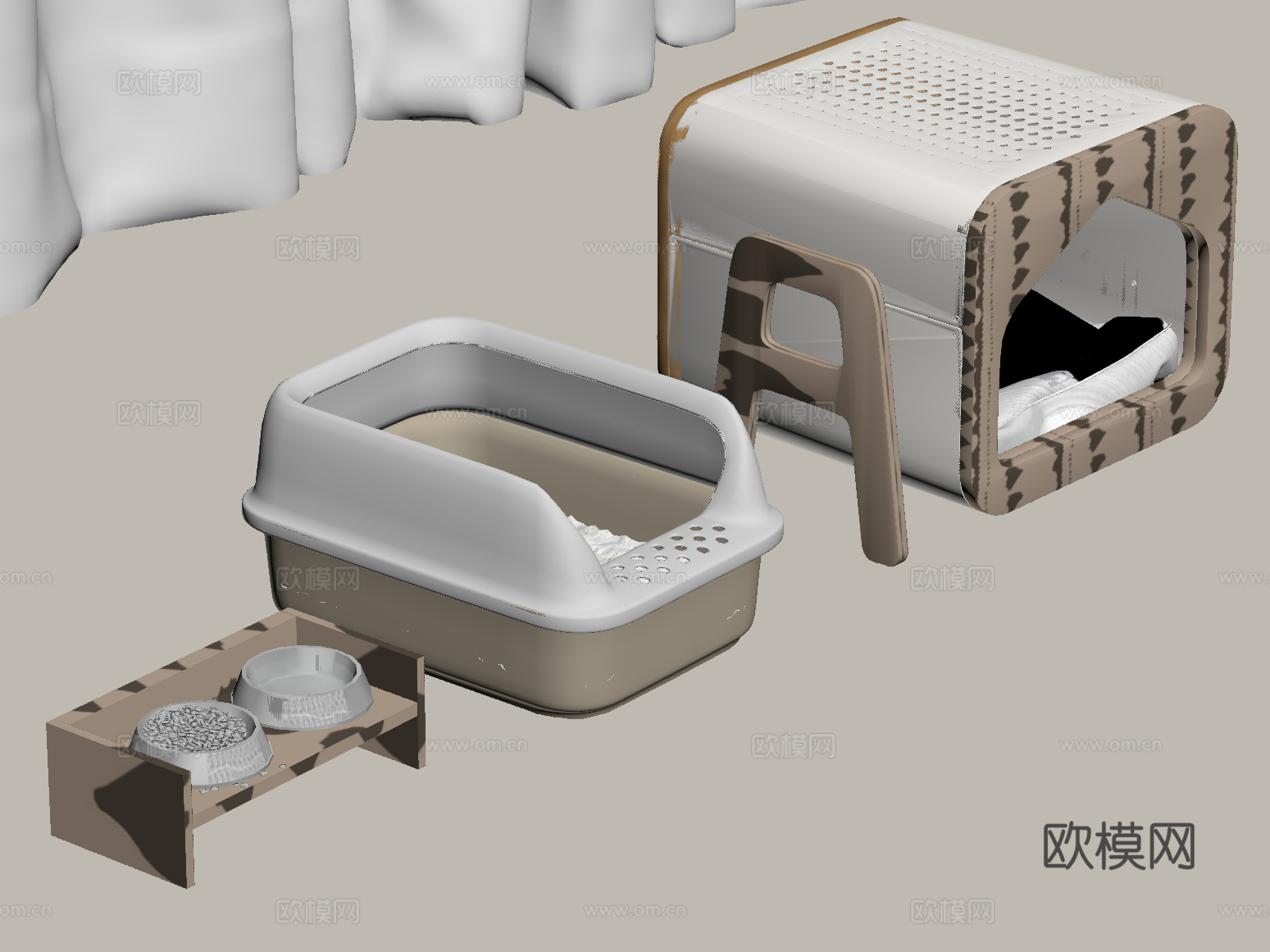 宠物用品 现代猫舍su模型