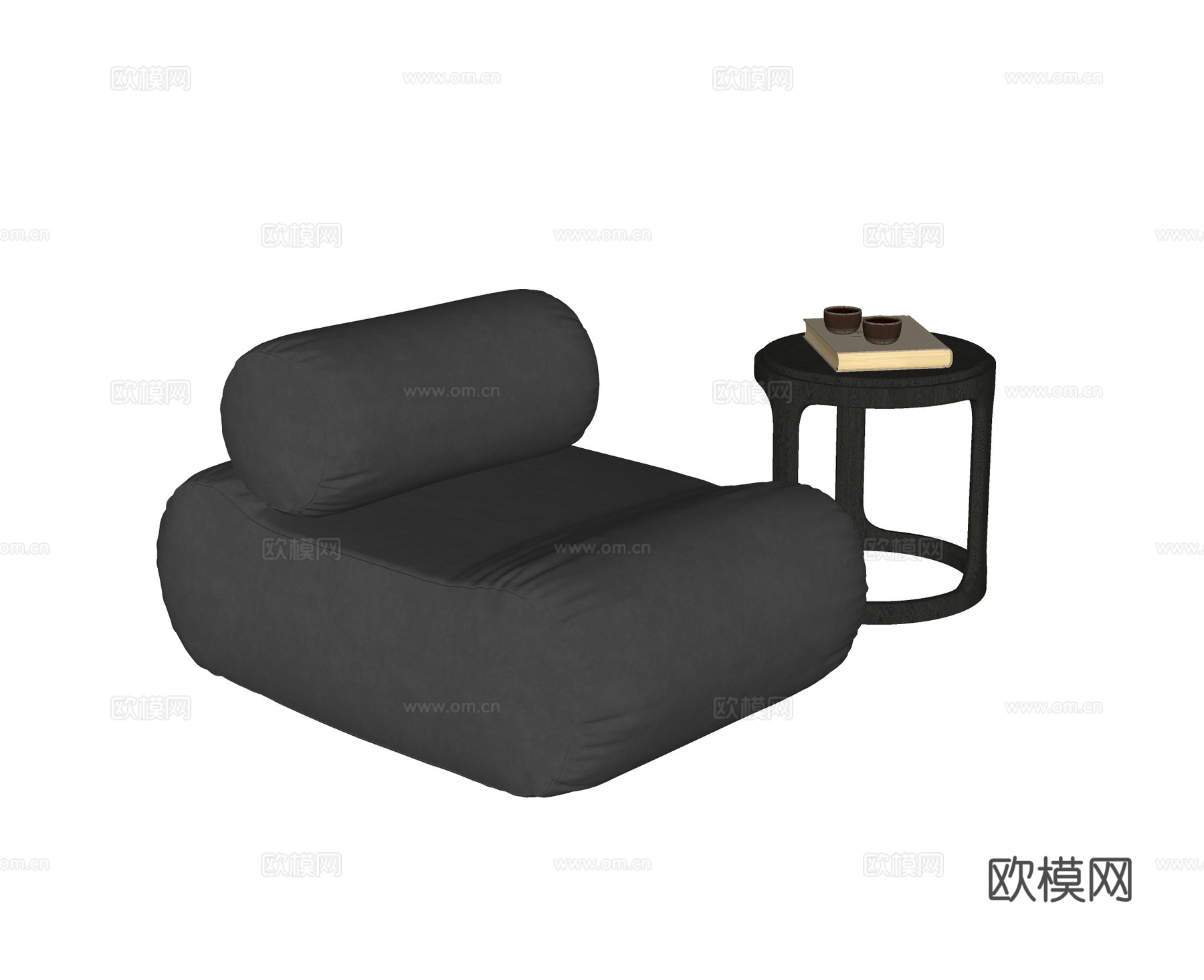 现代懒人沙发 沙发凳 边几角几su模型