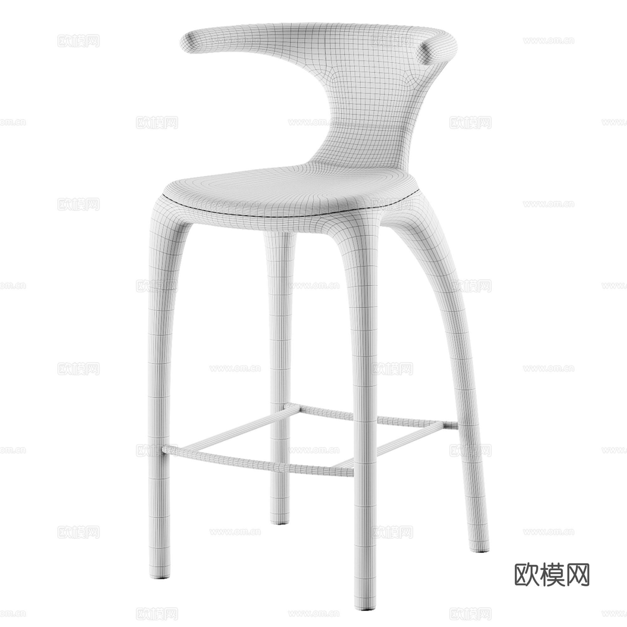 现代轻奢吧台椅3d模型