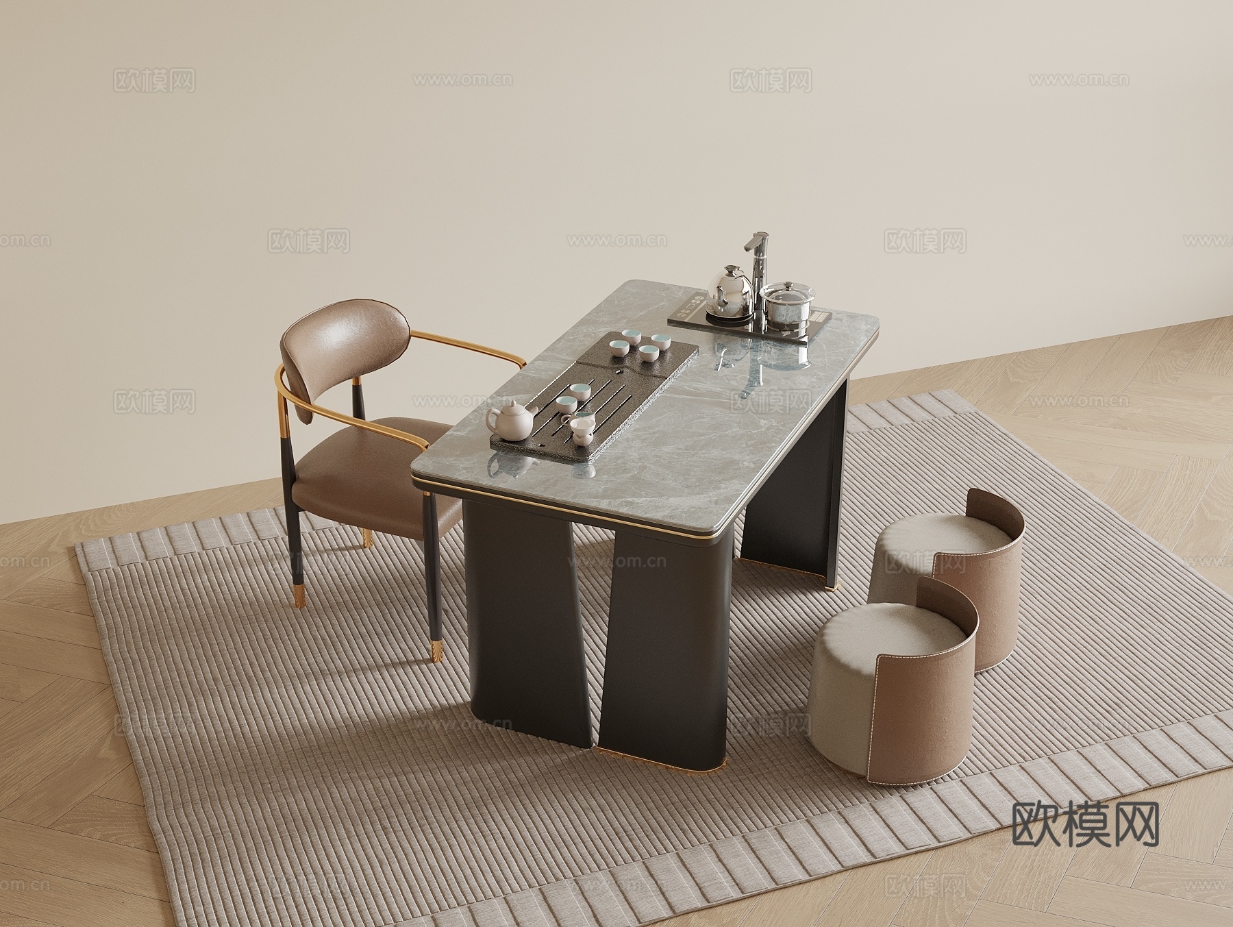 现代茶桌椅3d模型