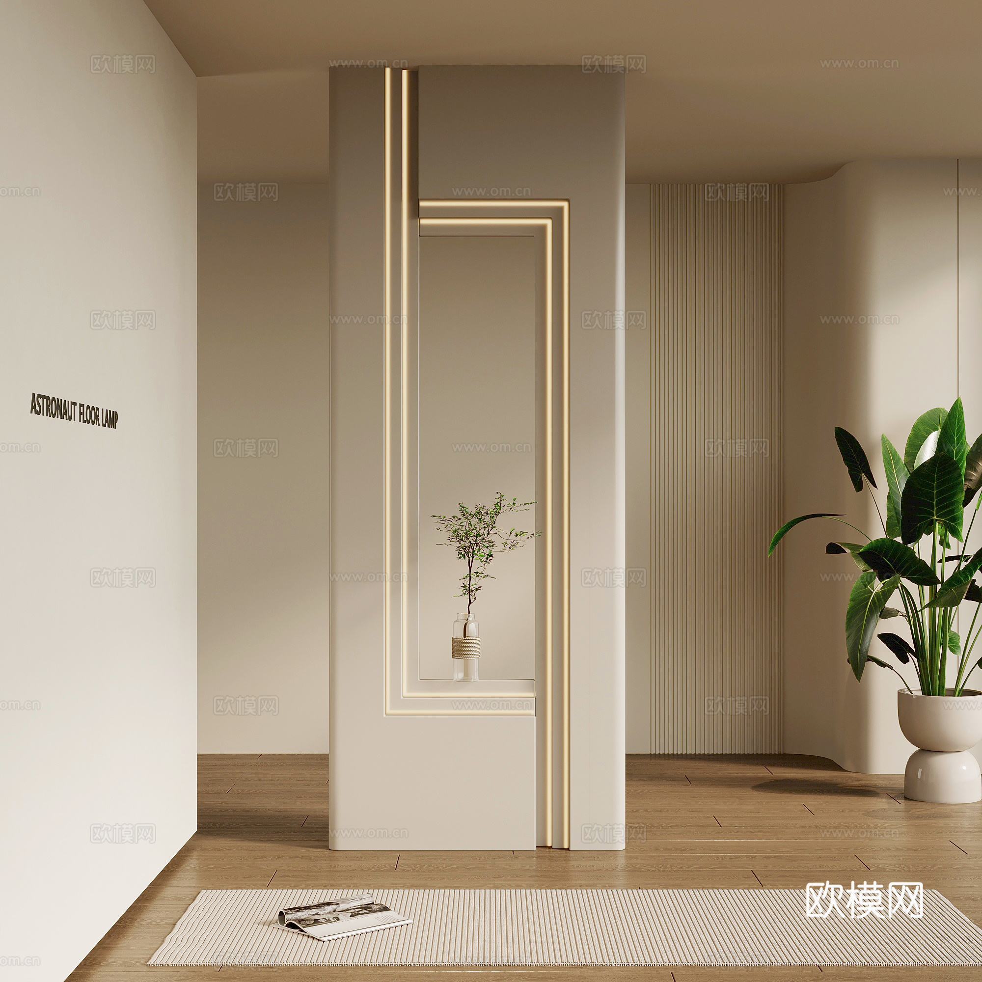 现代隔断 玄关背景su模型