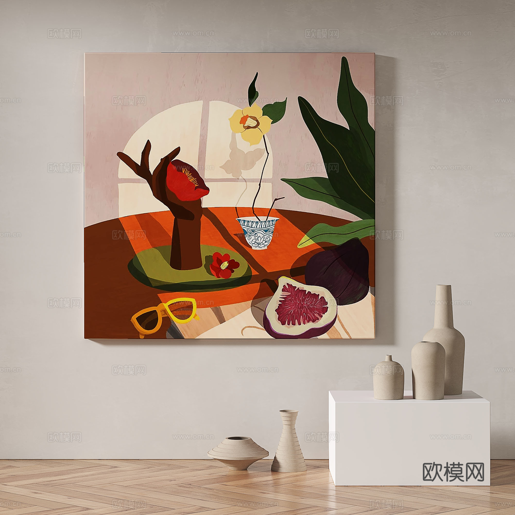 现代，简约，抽象，装饰画3d模型