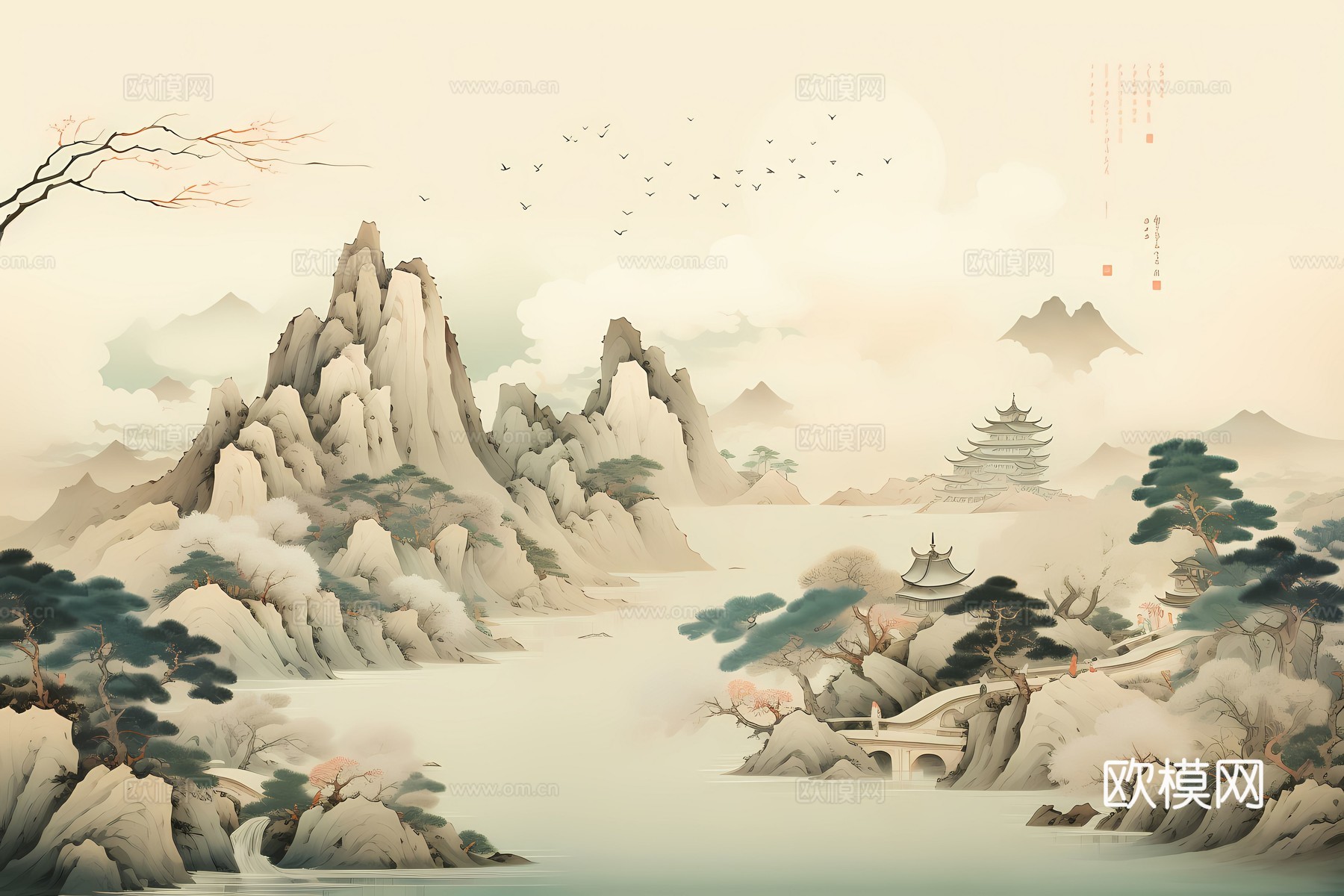 新中式国风壁纸壁画