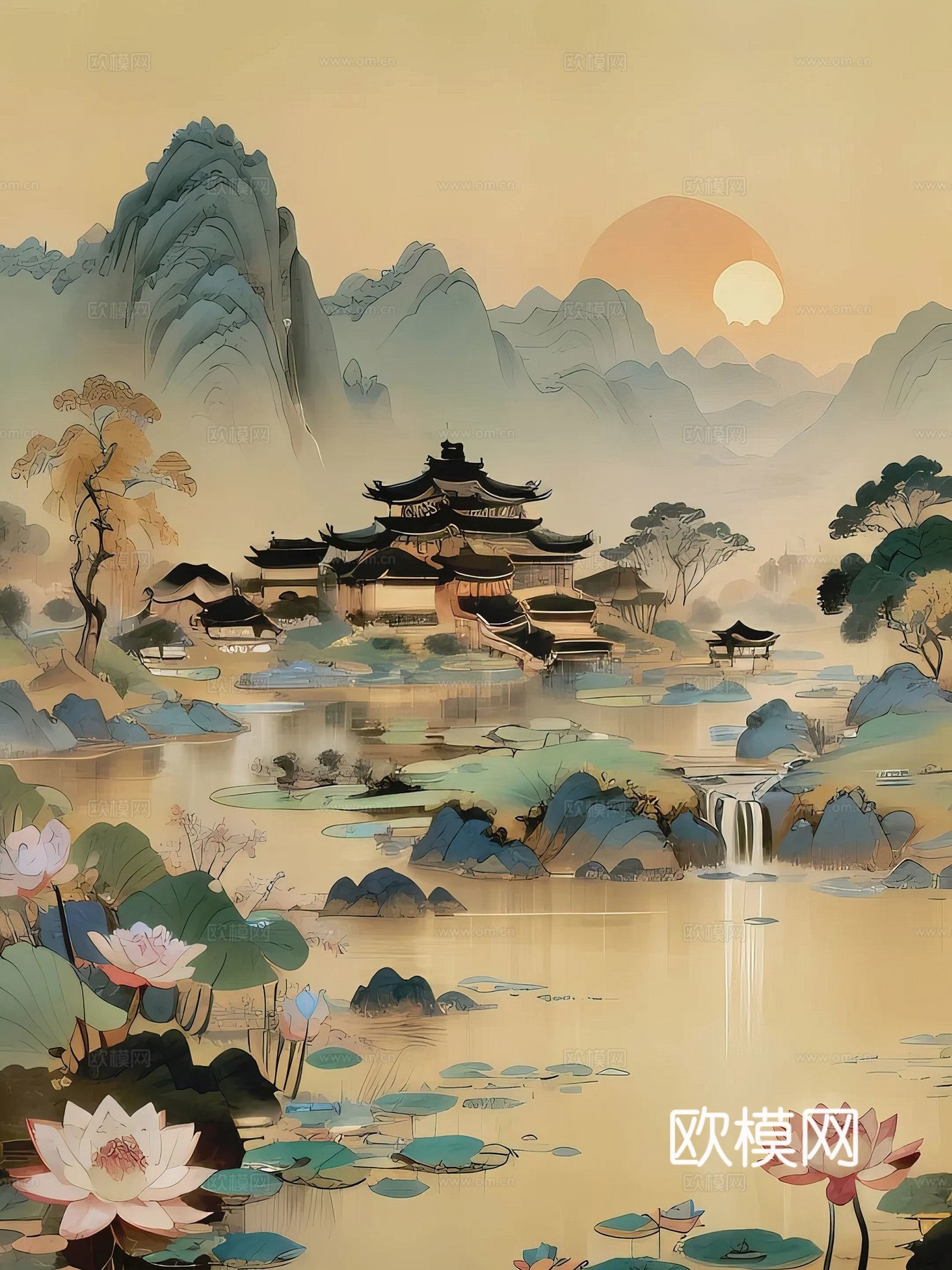 新中式国风壁纸壁画