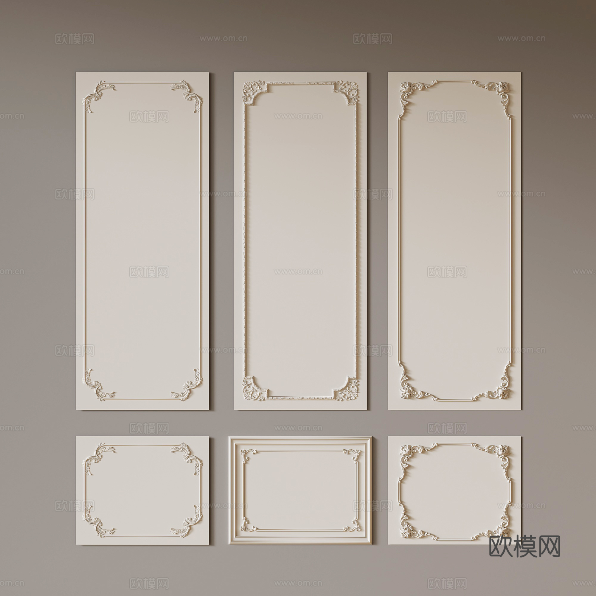 法式石膏线 线条 法式护墙板su模型