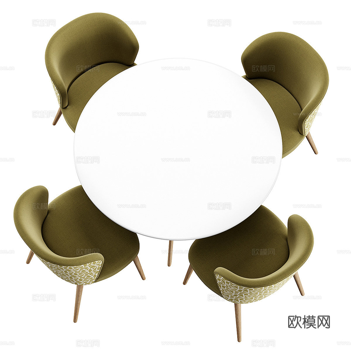 新中式圆餐桌椅3d模型