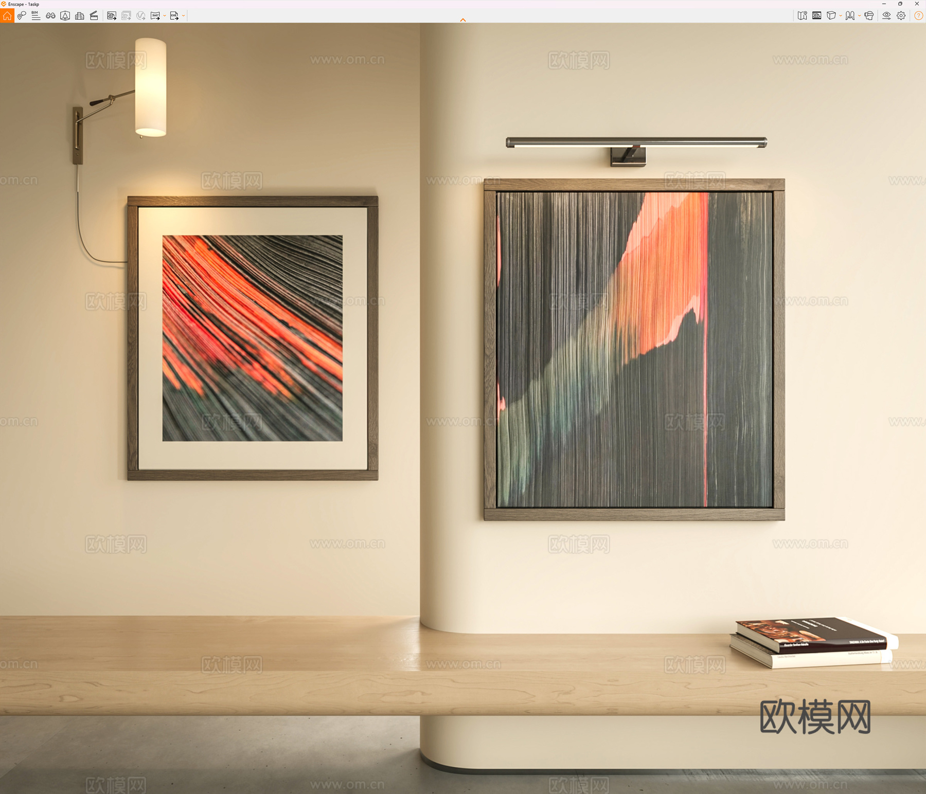 现代挂画 抽象挂画组合 抽象挂画 客厅挂画 肌理画 油画su模型