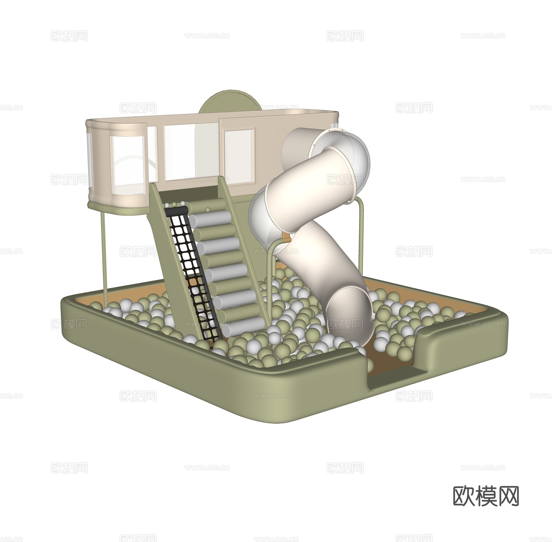 现代儿童玩乐区 泡泡池su模型