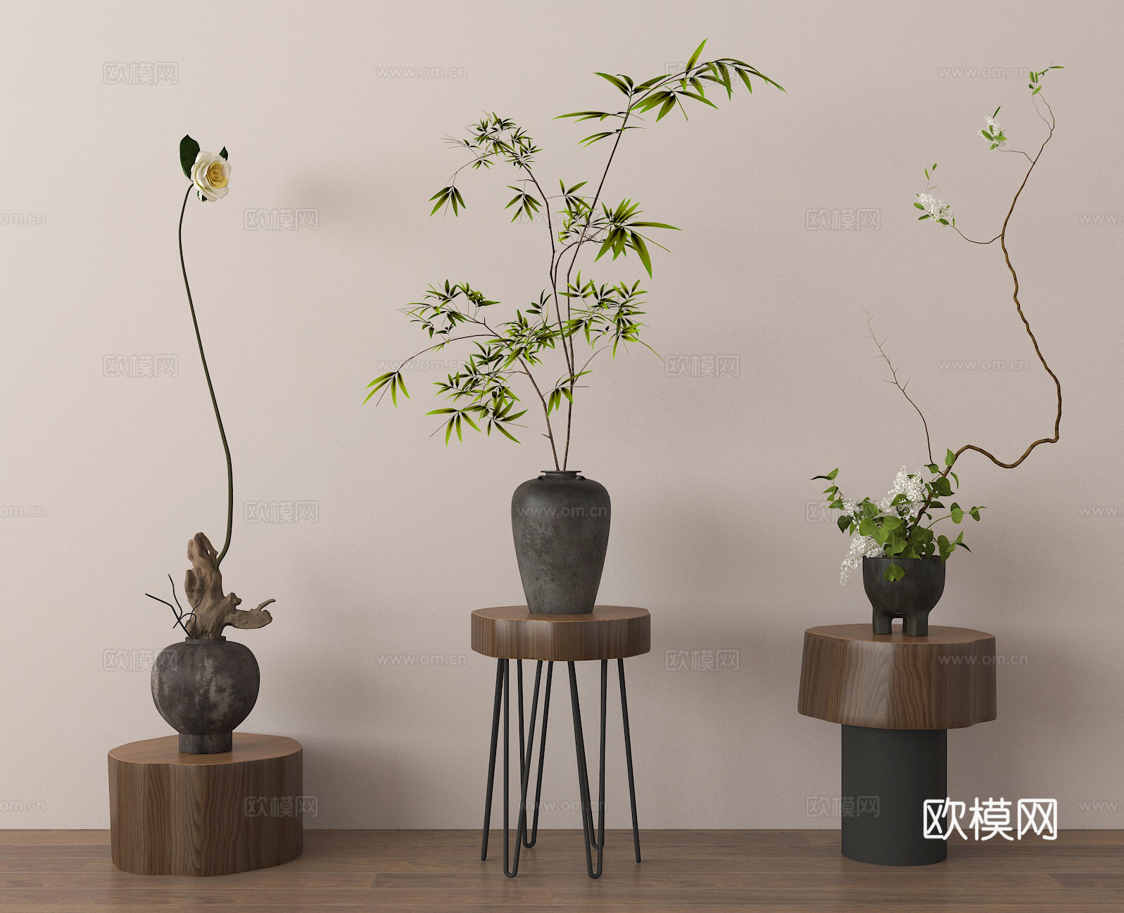 花瓶 花艺 花几 陶罐3d模型