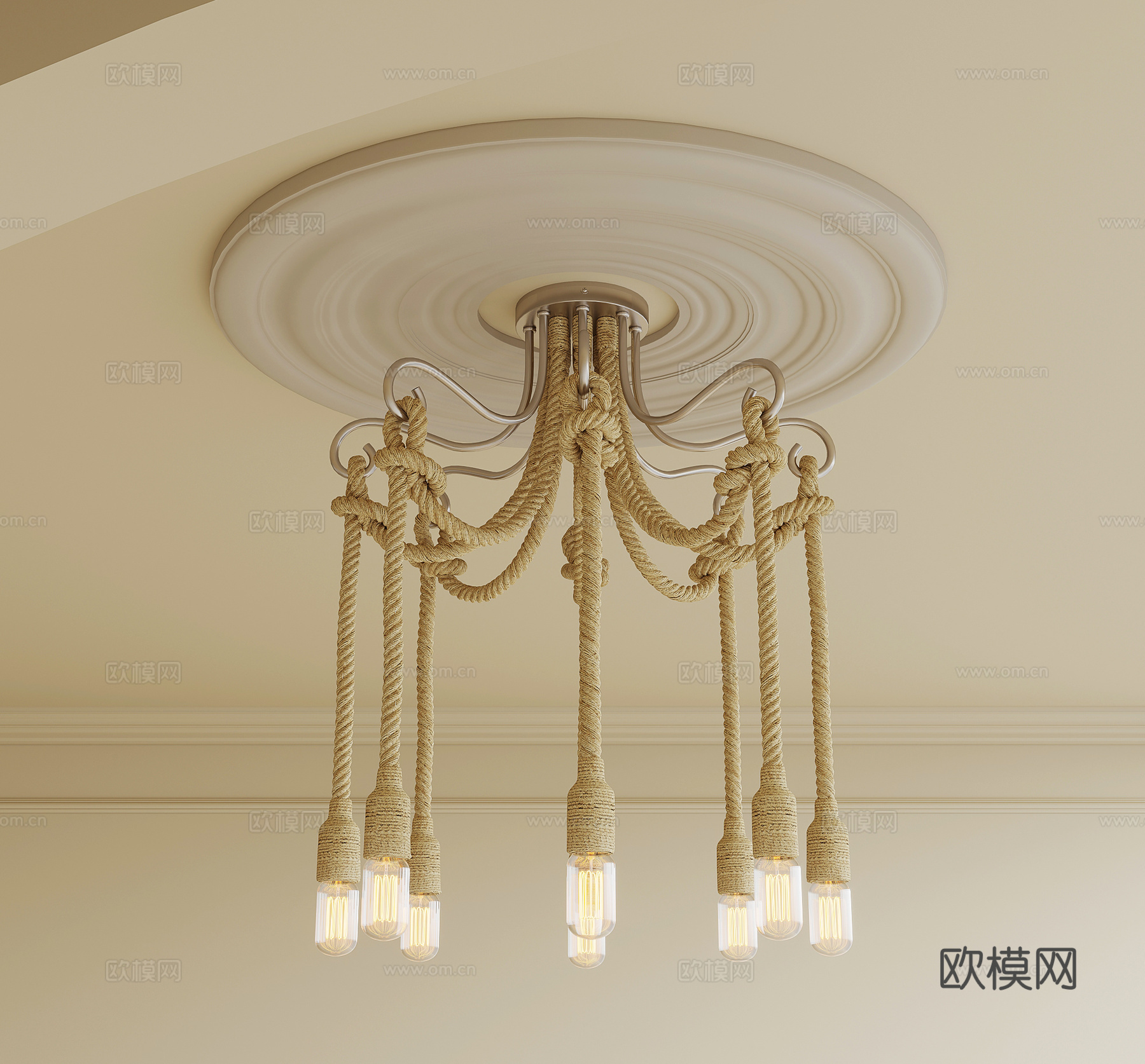 复古风吊灯 铁艺吊灯 艺术吊灯3d模型