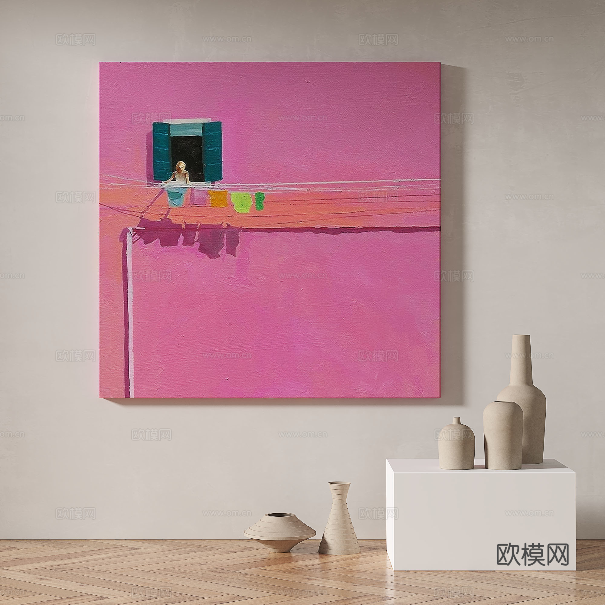 现代，简约，抽象，装饰画3d模型