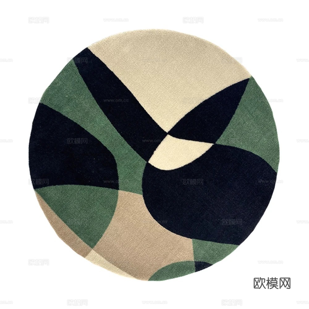 北欧圆形拼接地毯 圆形拼接地毯 北欧复古羊毛地毯su模型