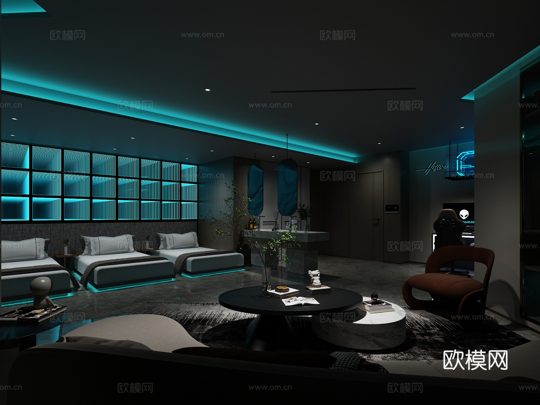 现代电竞酒店3d模型