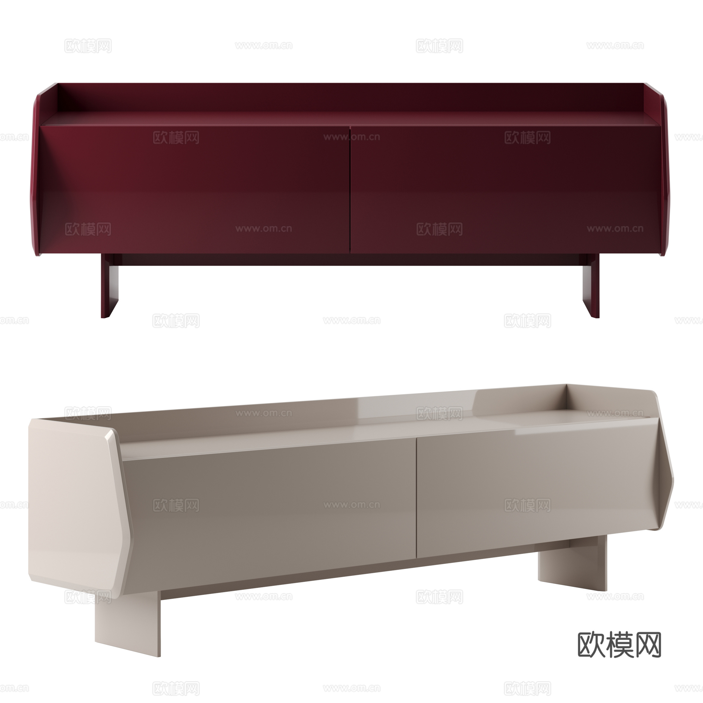 现代意式极简电视柜3d模型