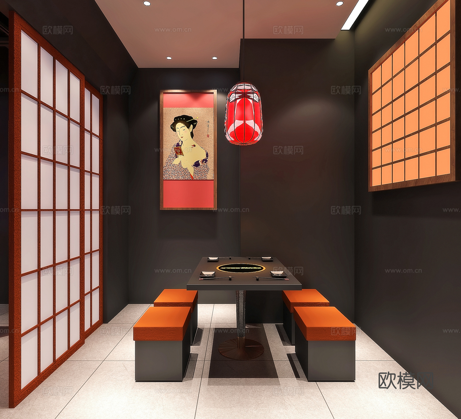 日式烤肉店3d模型