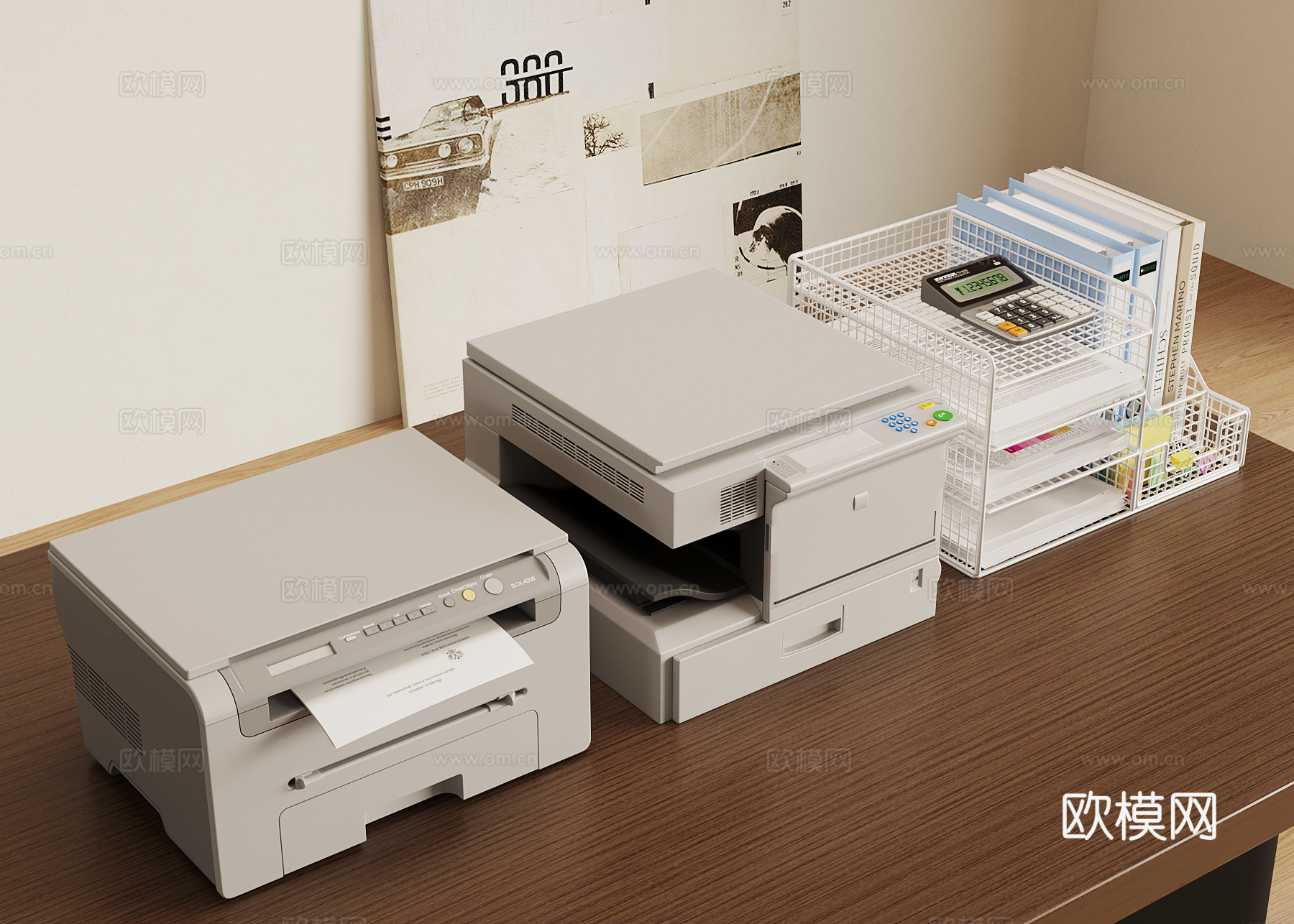 打印机 置物架 文件夹 办公用品3d模型
