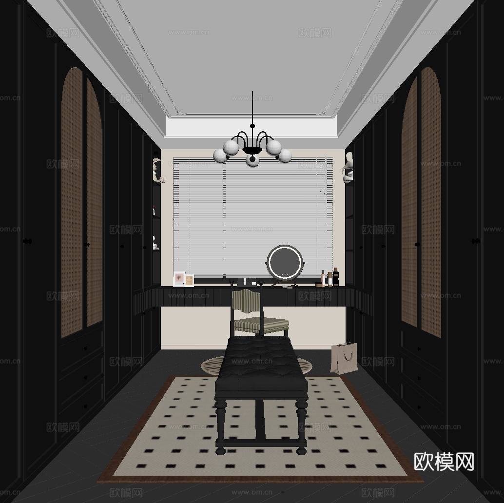 法式衣帽间 衣柜su模型