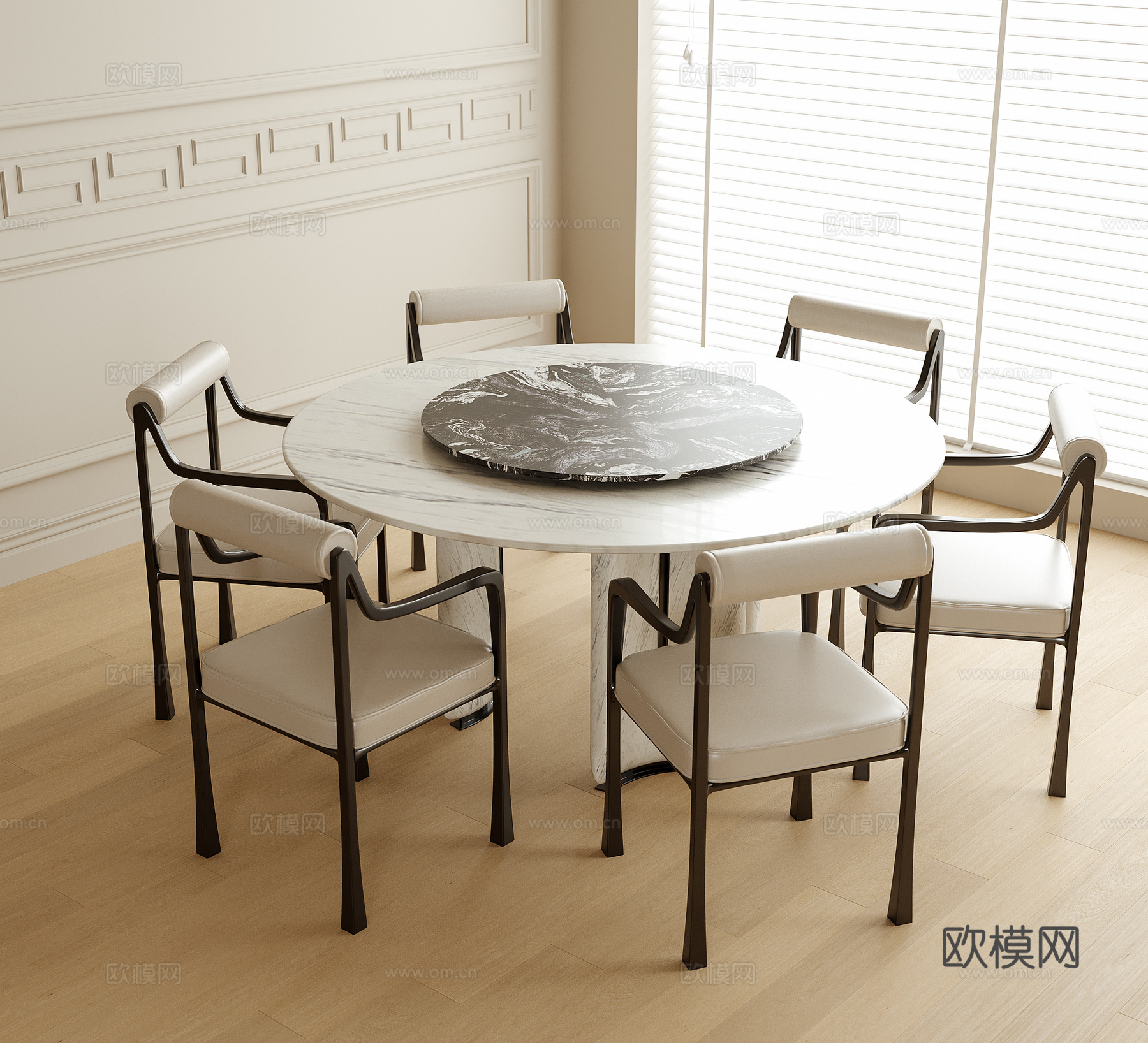 现代圆形餐桌椅 餐椅 单椅3d模型