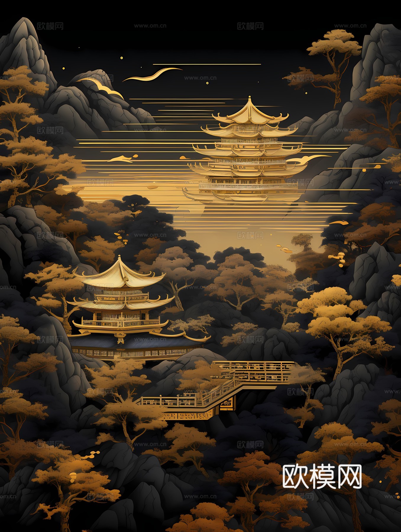 新中式国风壁纸壁画