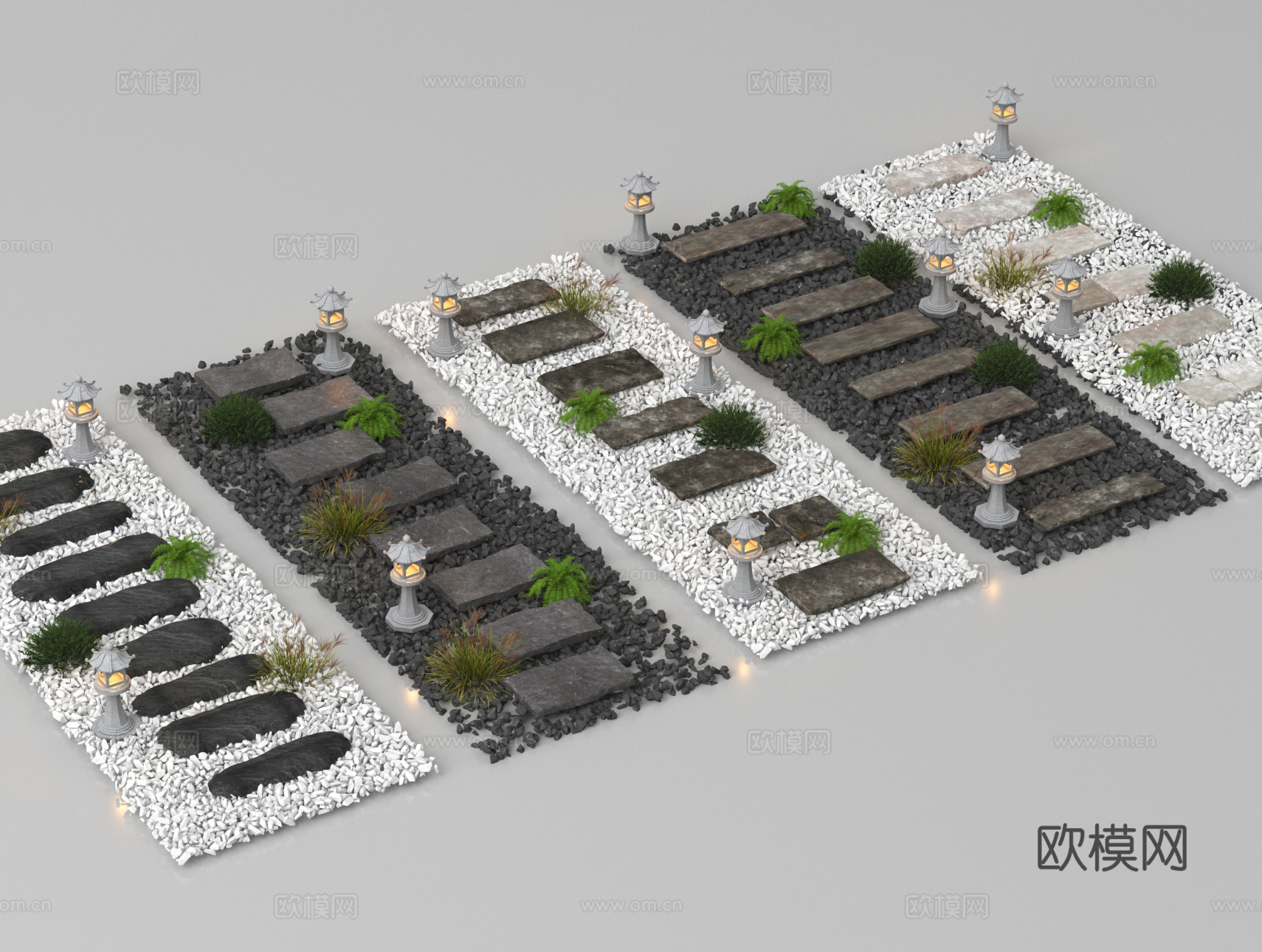 汀步小品 道路铺装 景观园路3d模型