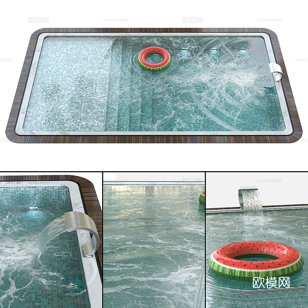 现代意式游泳池3d模型