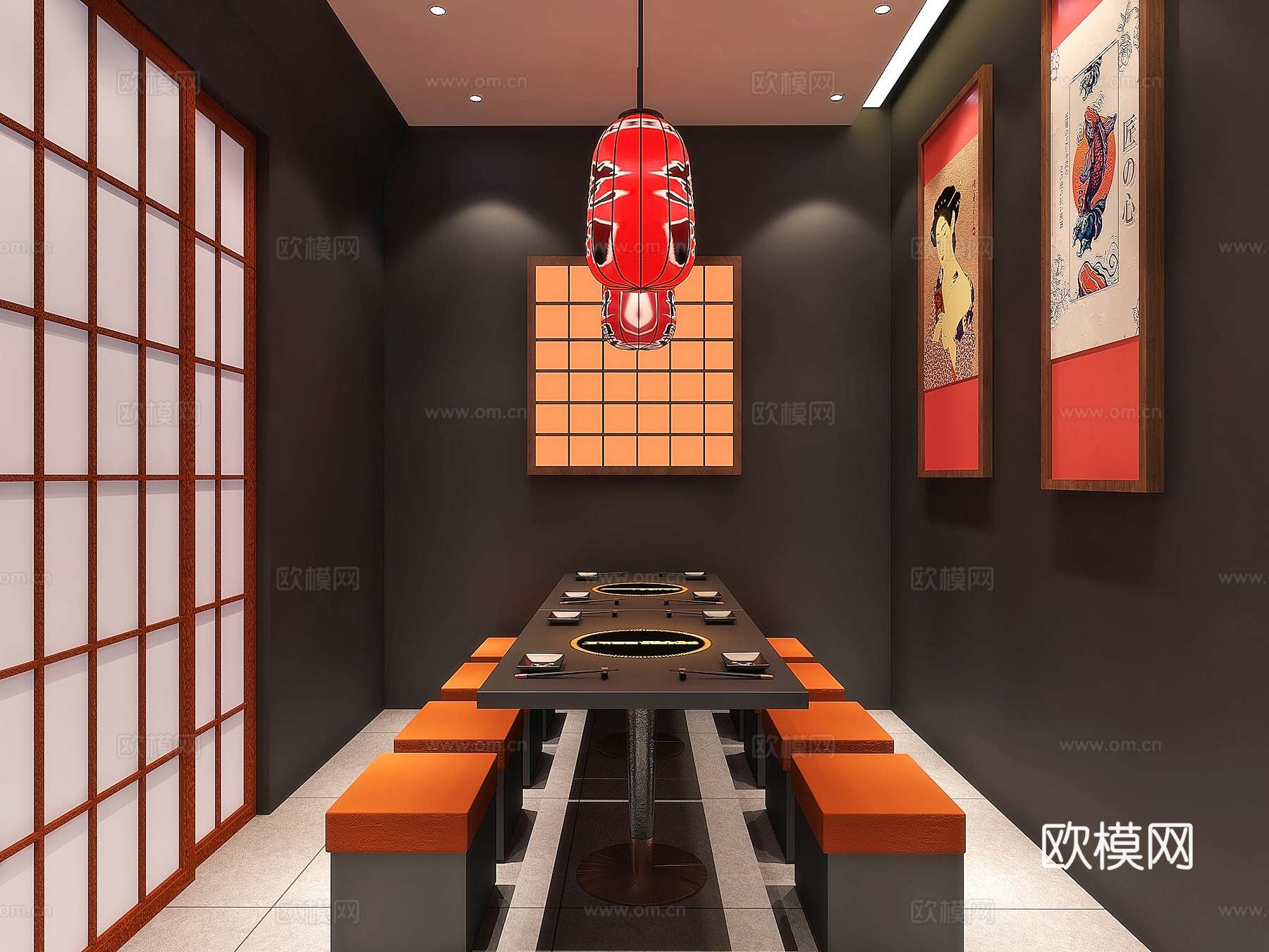 日式烤肉店3d模型