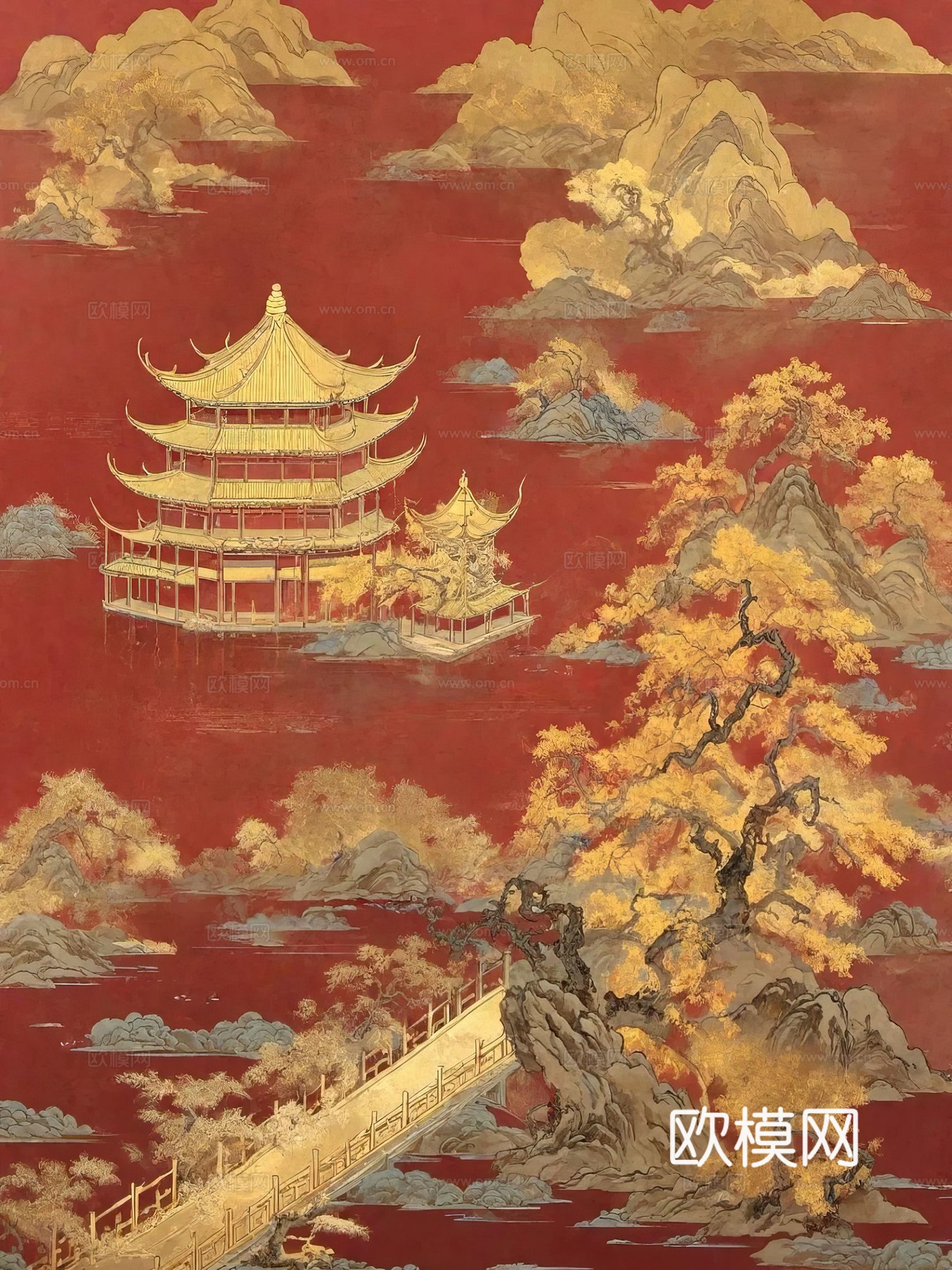 新中式国风壁纸壁画