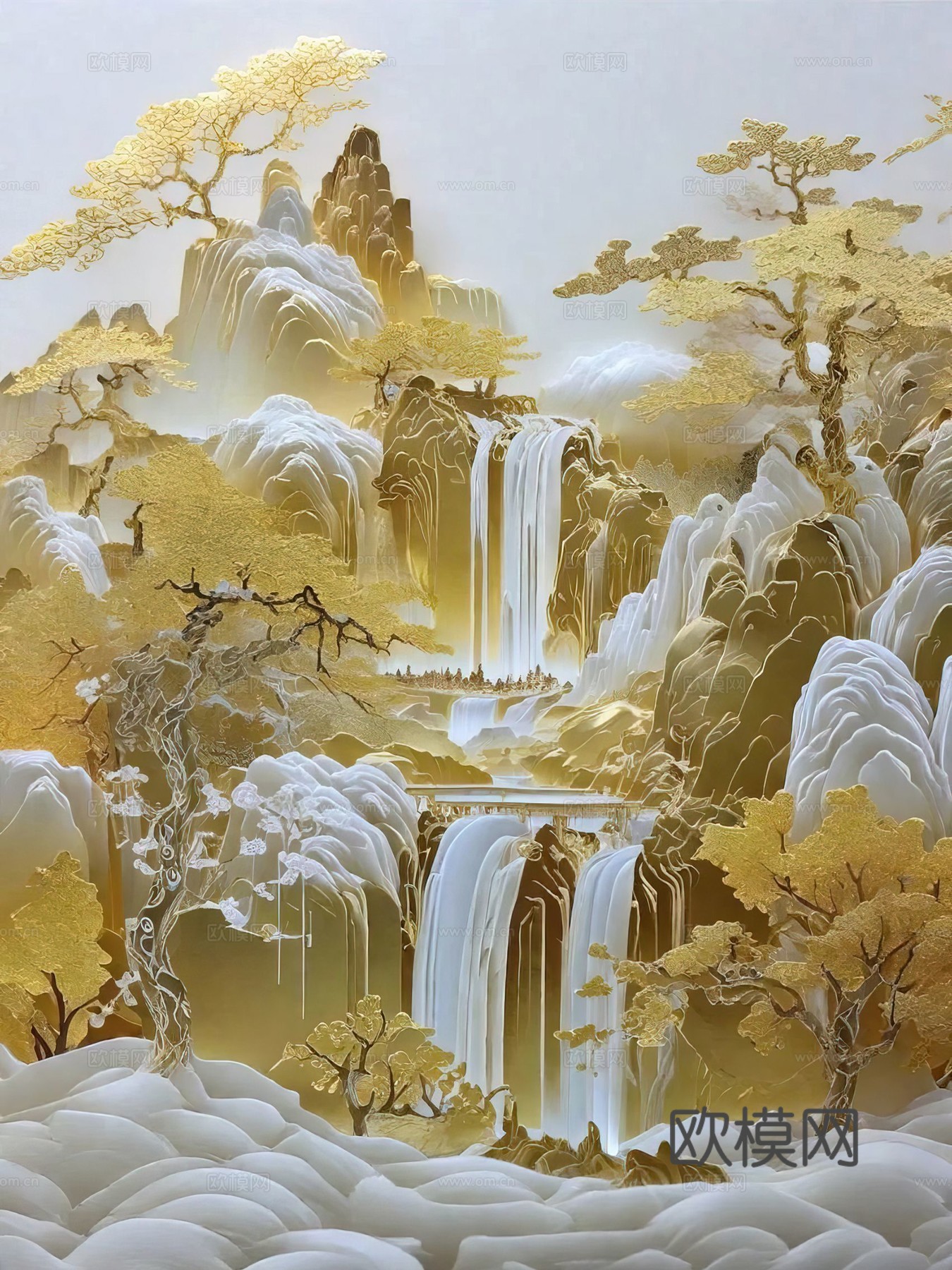 新中式国风壁纸壁画下载（渲染图7）