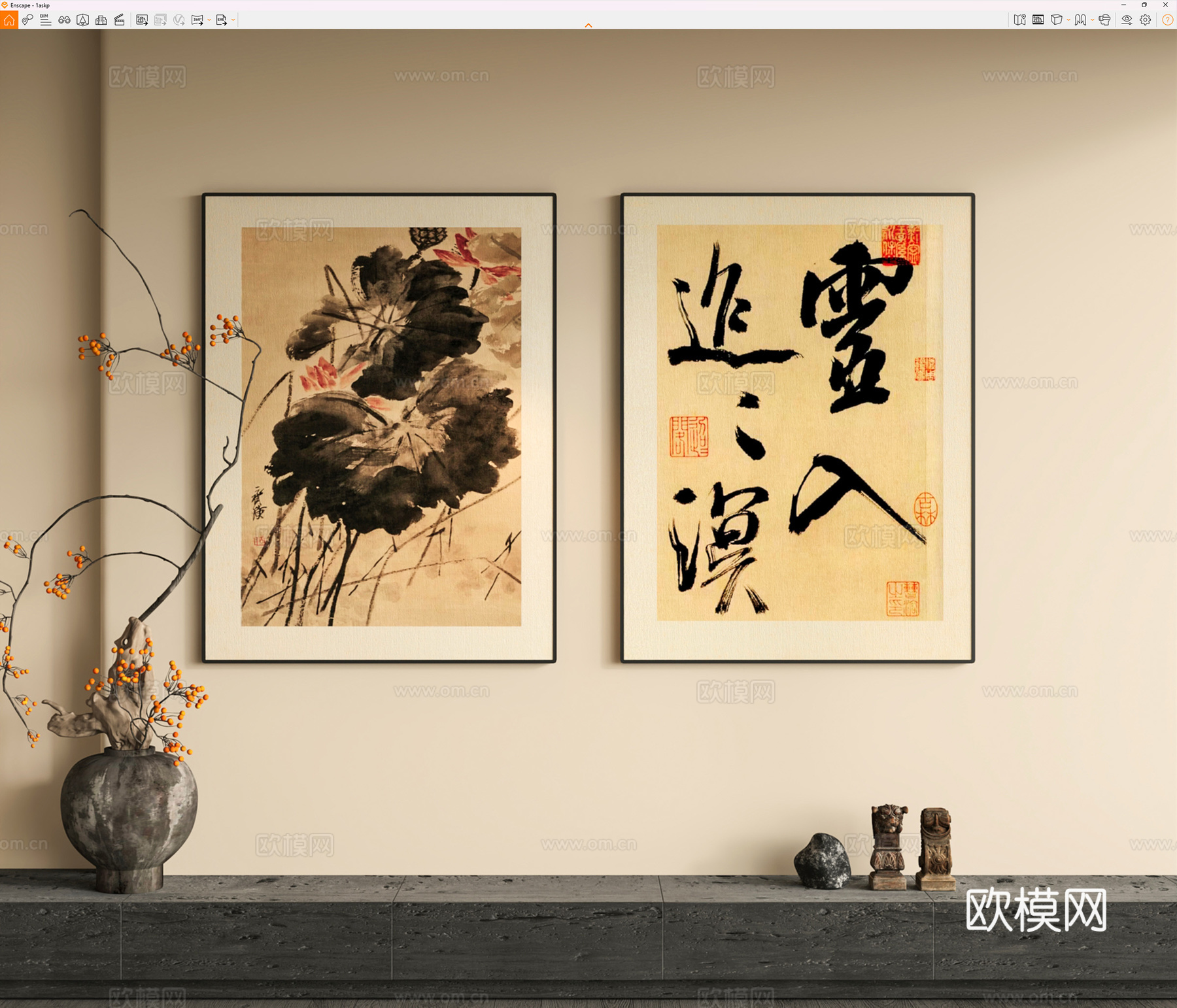 中古复古挂画 中古复古挂画 复古挂画 客厅挂画 玄关挂画 书su模型