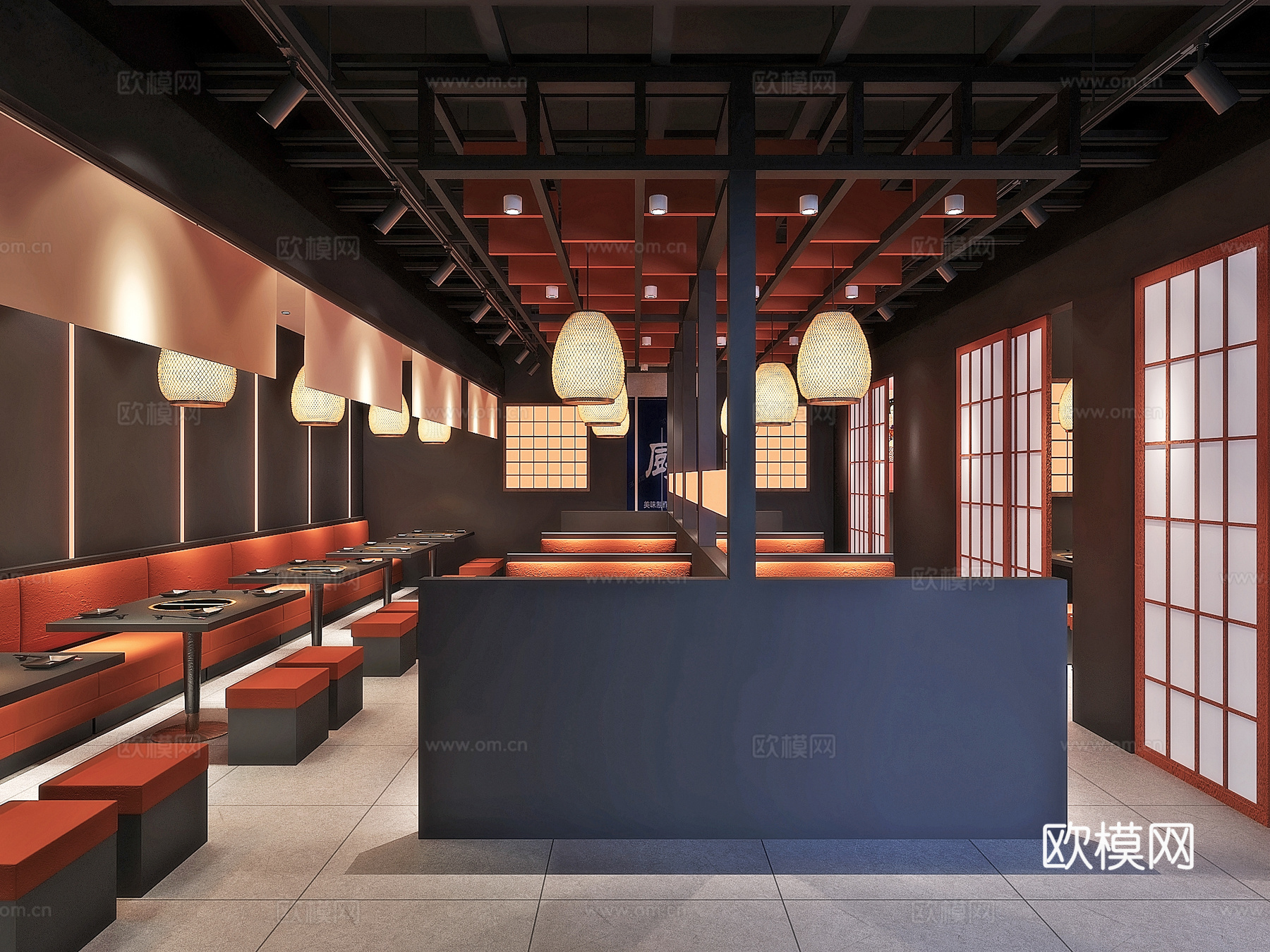 日式烤肉店3d模型