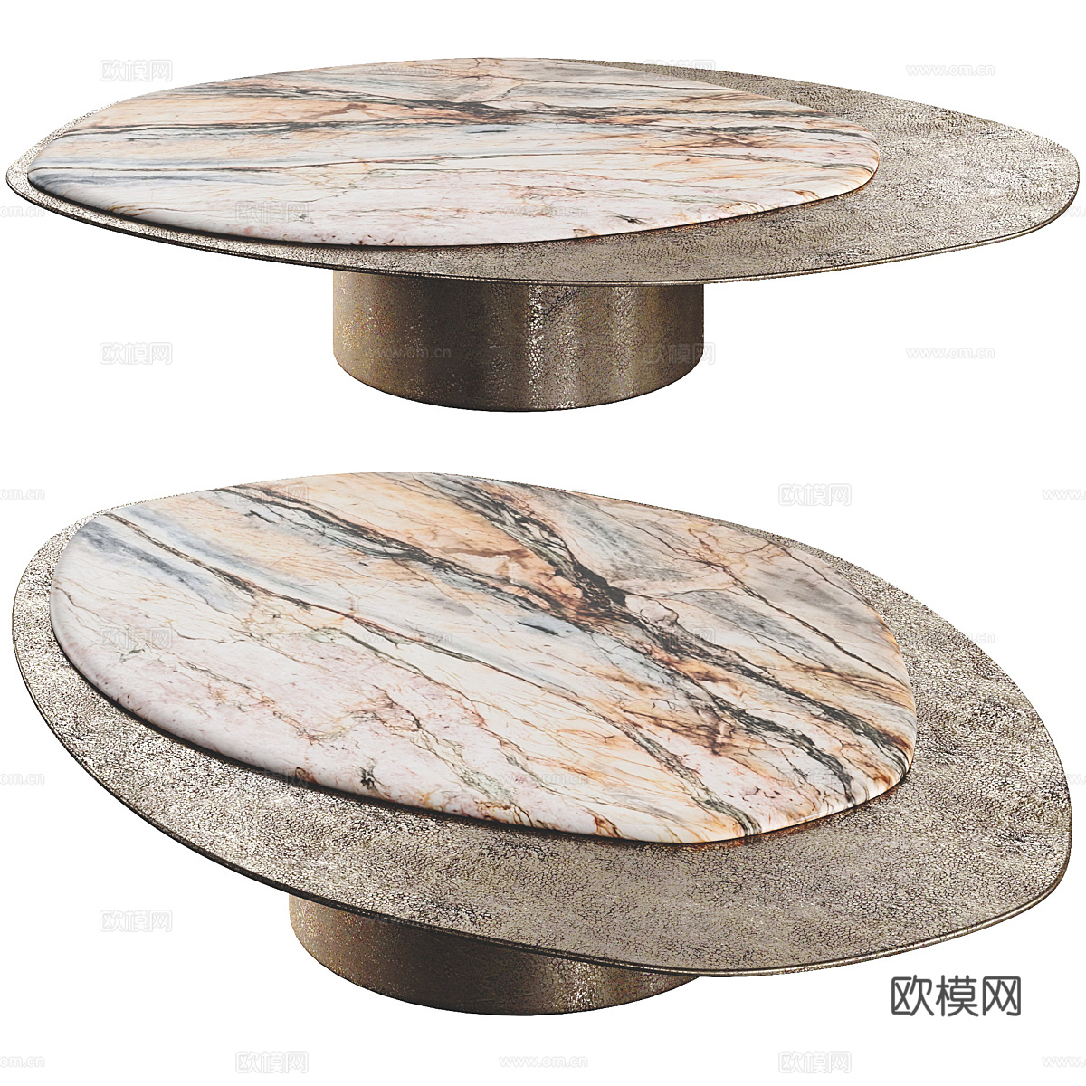 现代意式轻奢大理石茶几3d模型