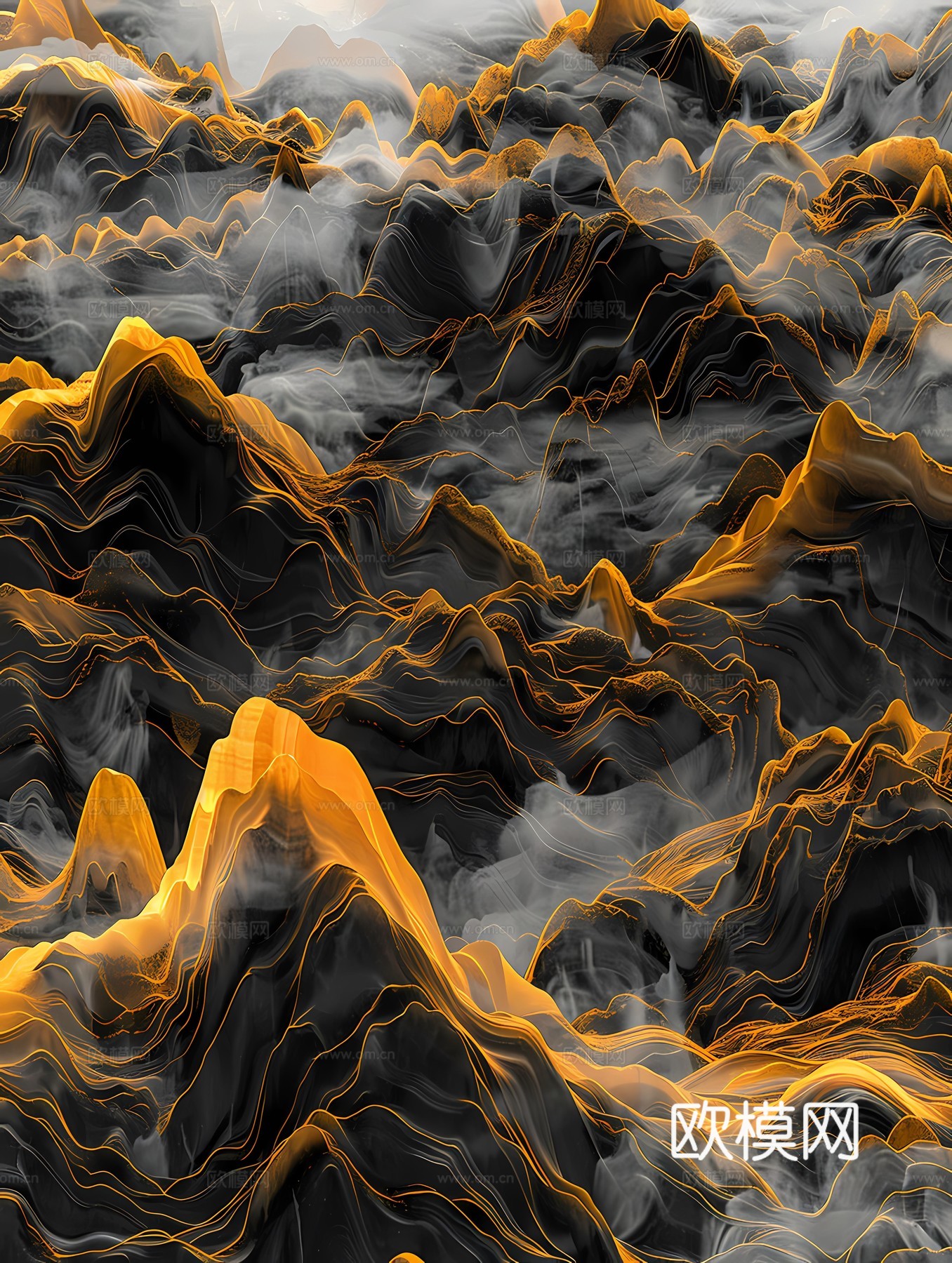 新中式国风壁纸壁画下载（渲染图8）