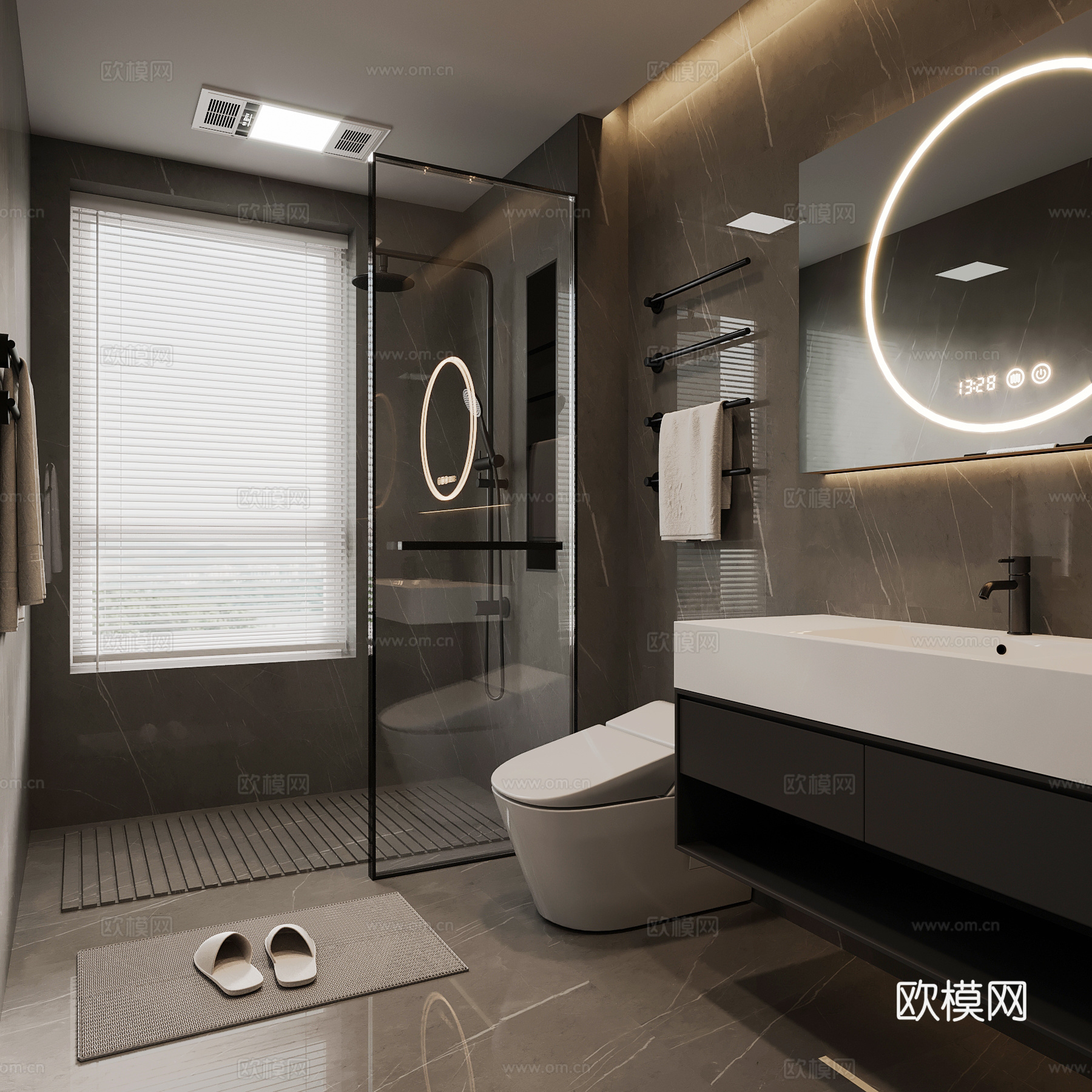 现代意式轻奢卫生间su模型