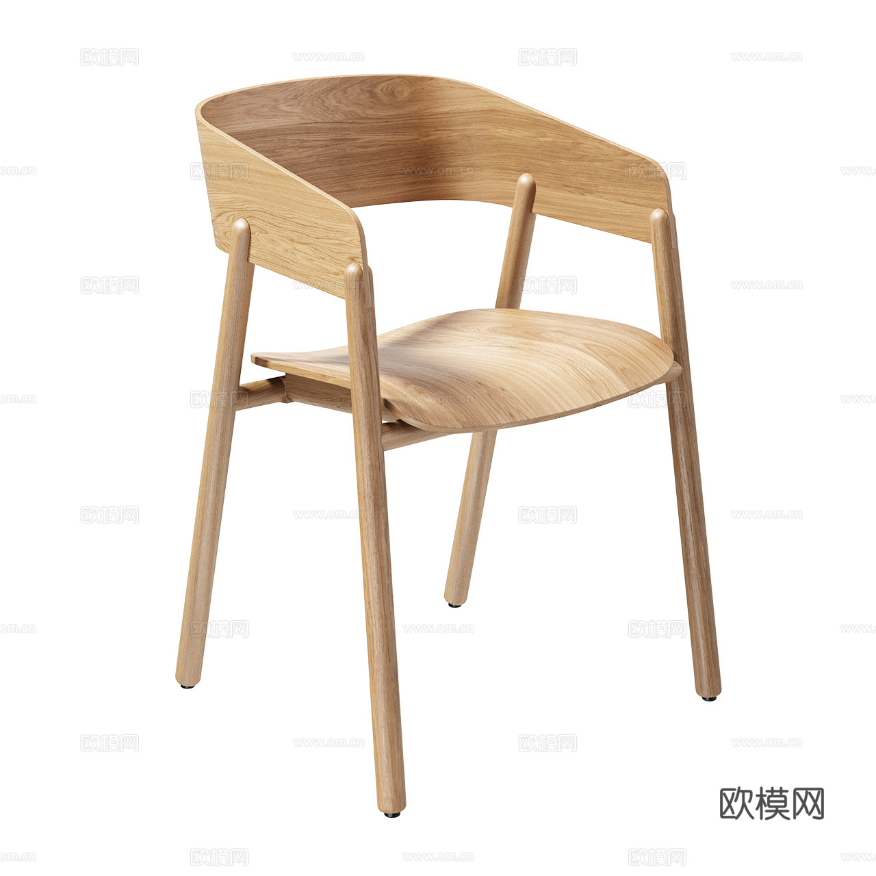 Punt 北欧单椅 原木餐椅 扶手椅 极简单椅 木椅3d模型