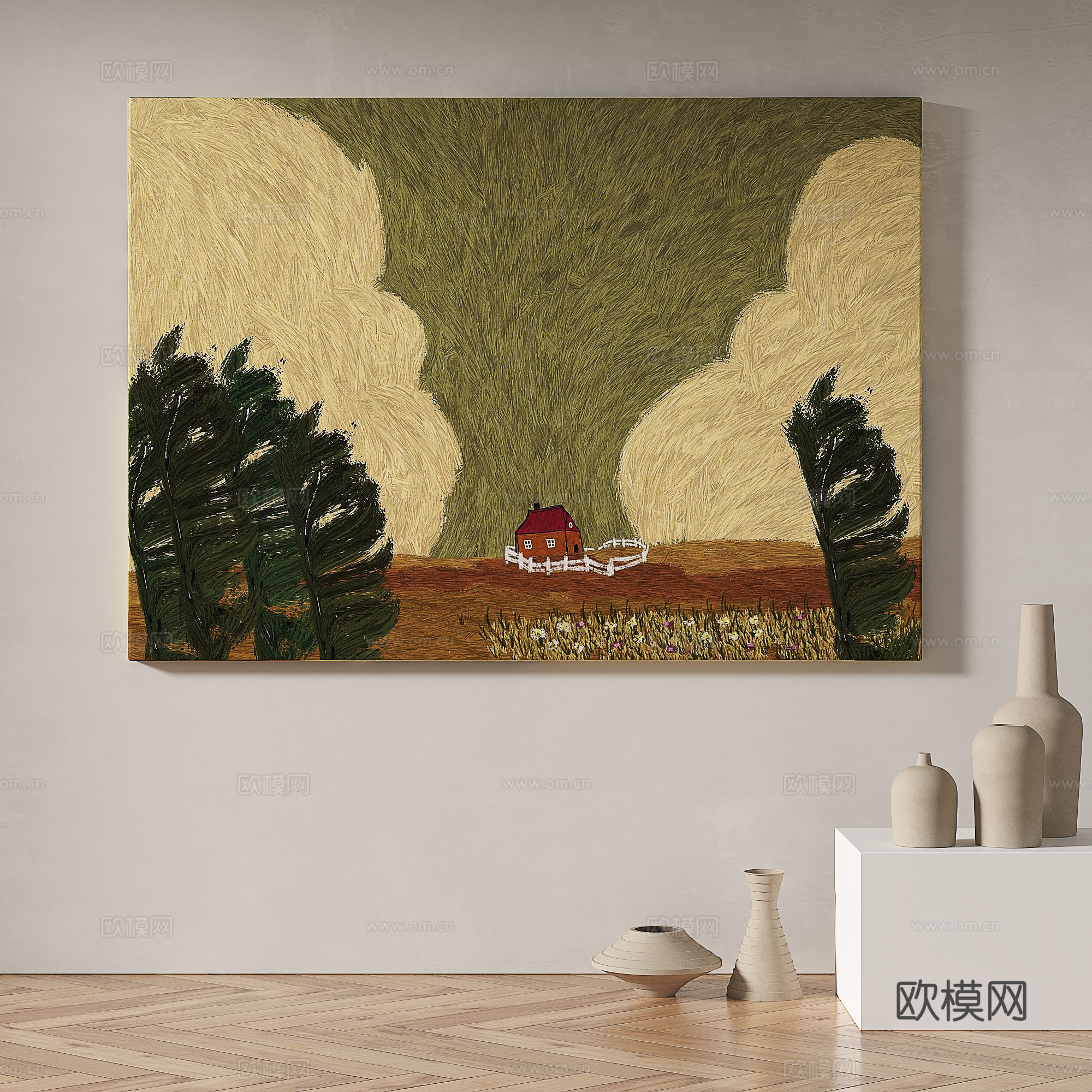 现代，简约，抽象，装饰画3d模型