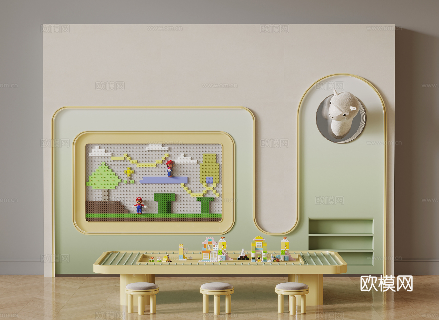 儿童乐园 儿童背景墙 儿童桌椅3d模型