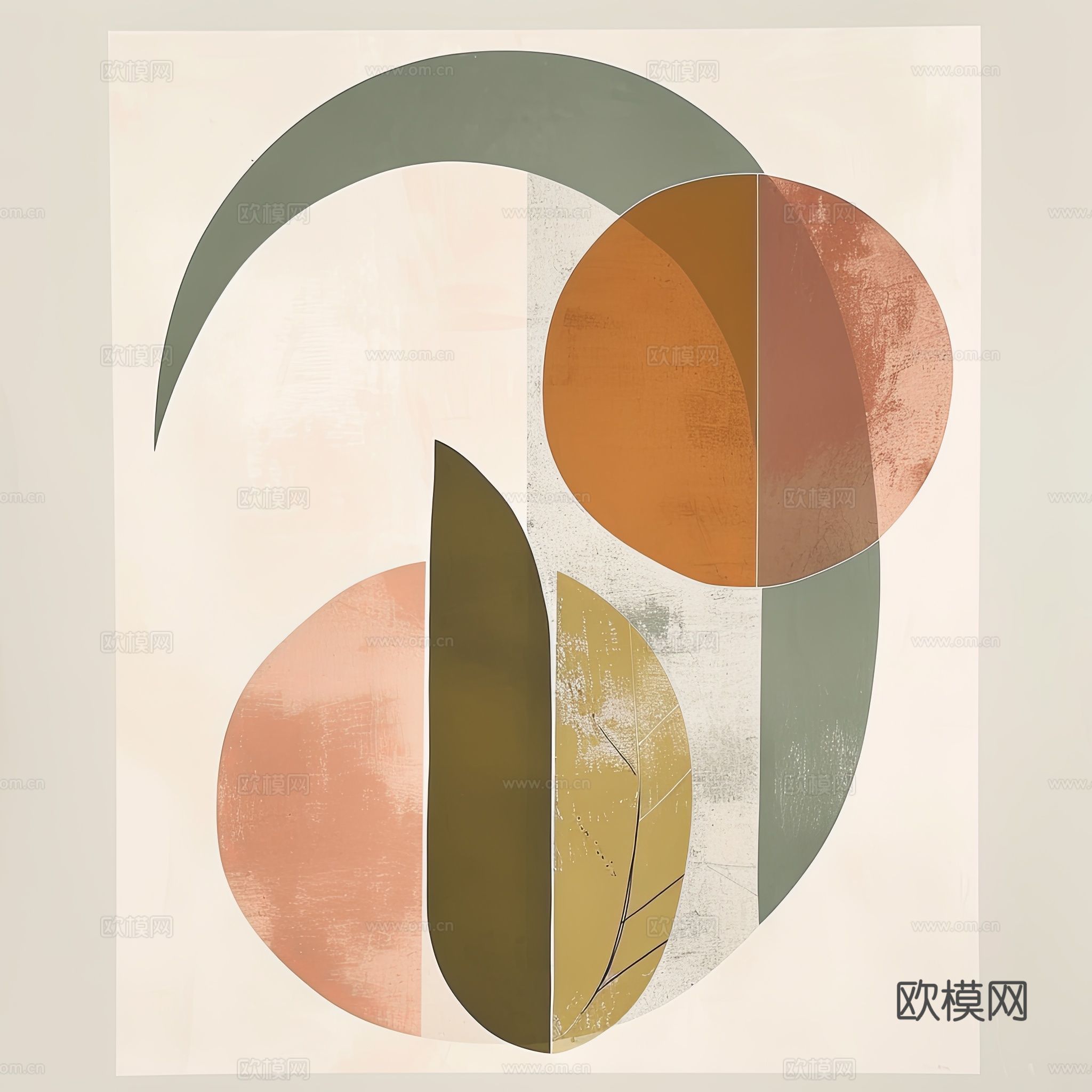 文艺小清新简约现代装饰画下载（渲染图4）