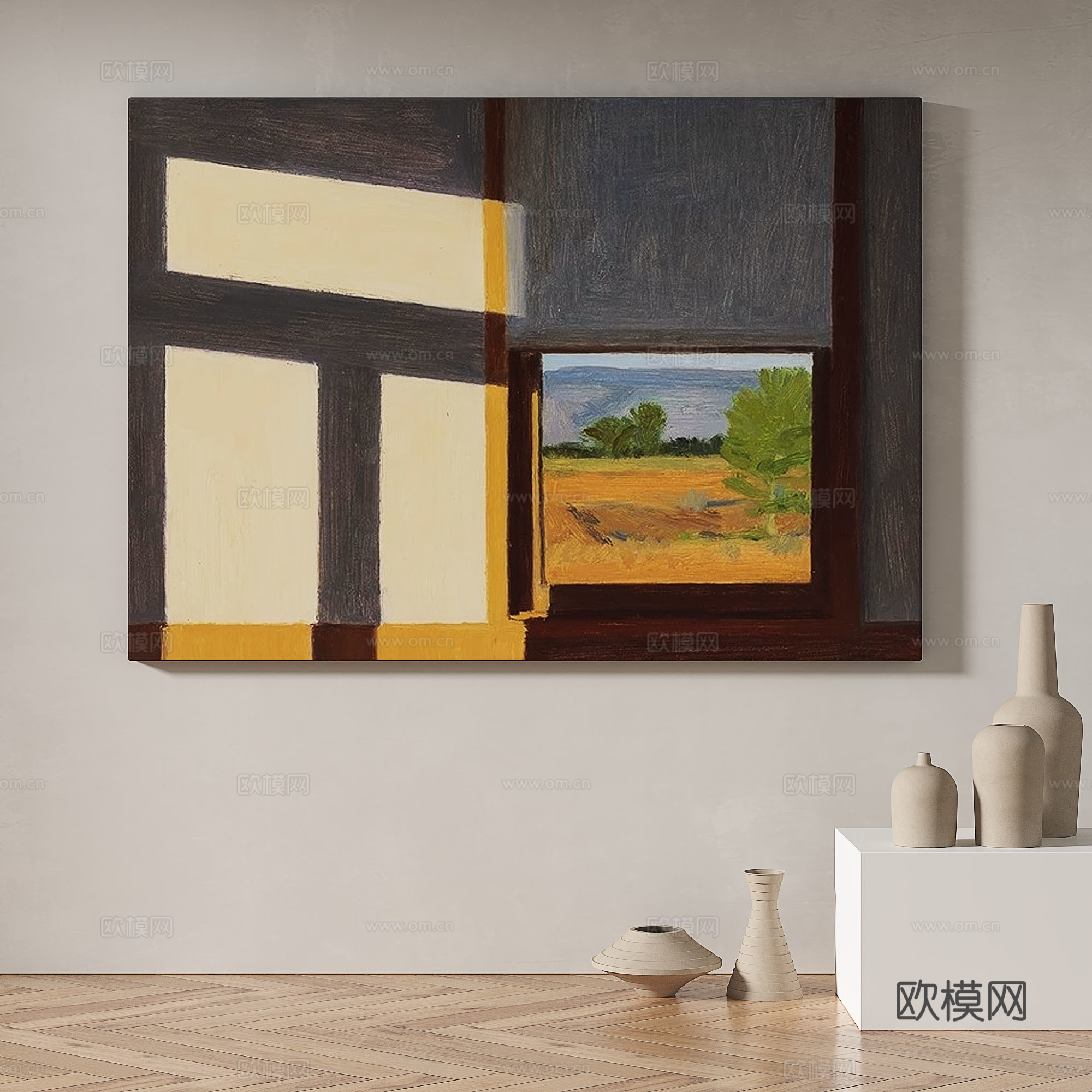 现代，简约，抽象，装饰画3d模型
