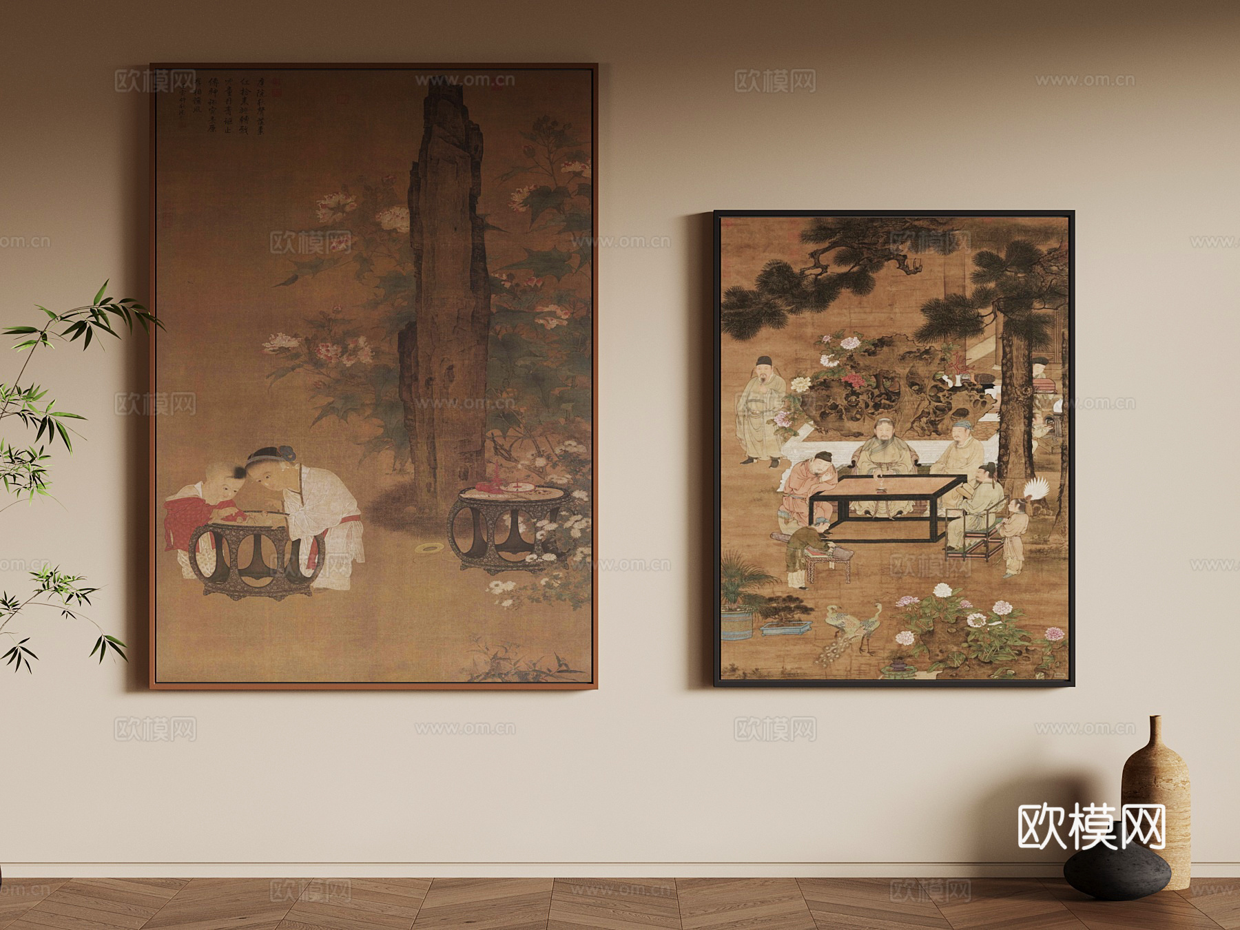 新中式装饰 宋式风装饰画绿植3d模型